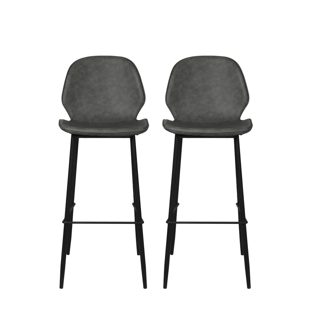 2 Levede 2x Charcoal Leatherbar Stool, 2 of 4