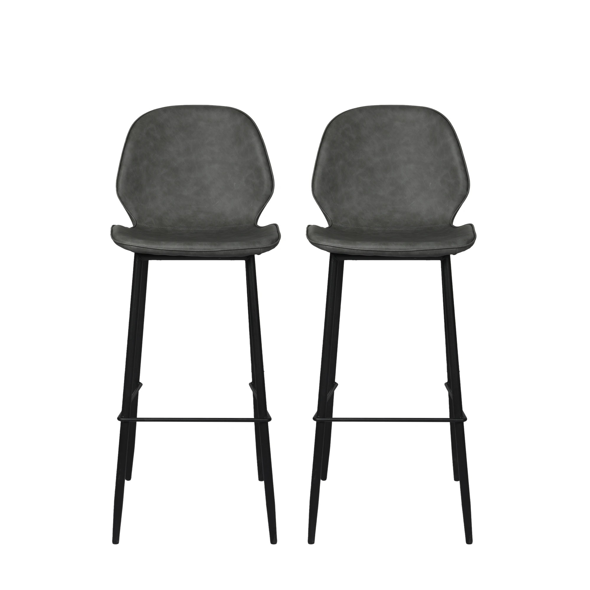 2 Levede 2x Charcoal Leatherbar Stool, 2 of 6