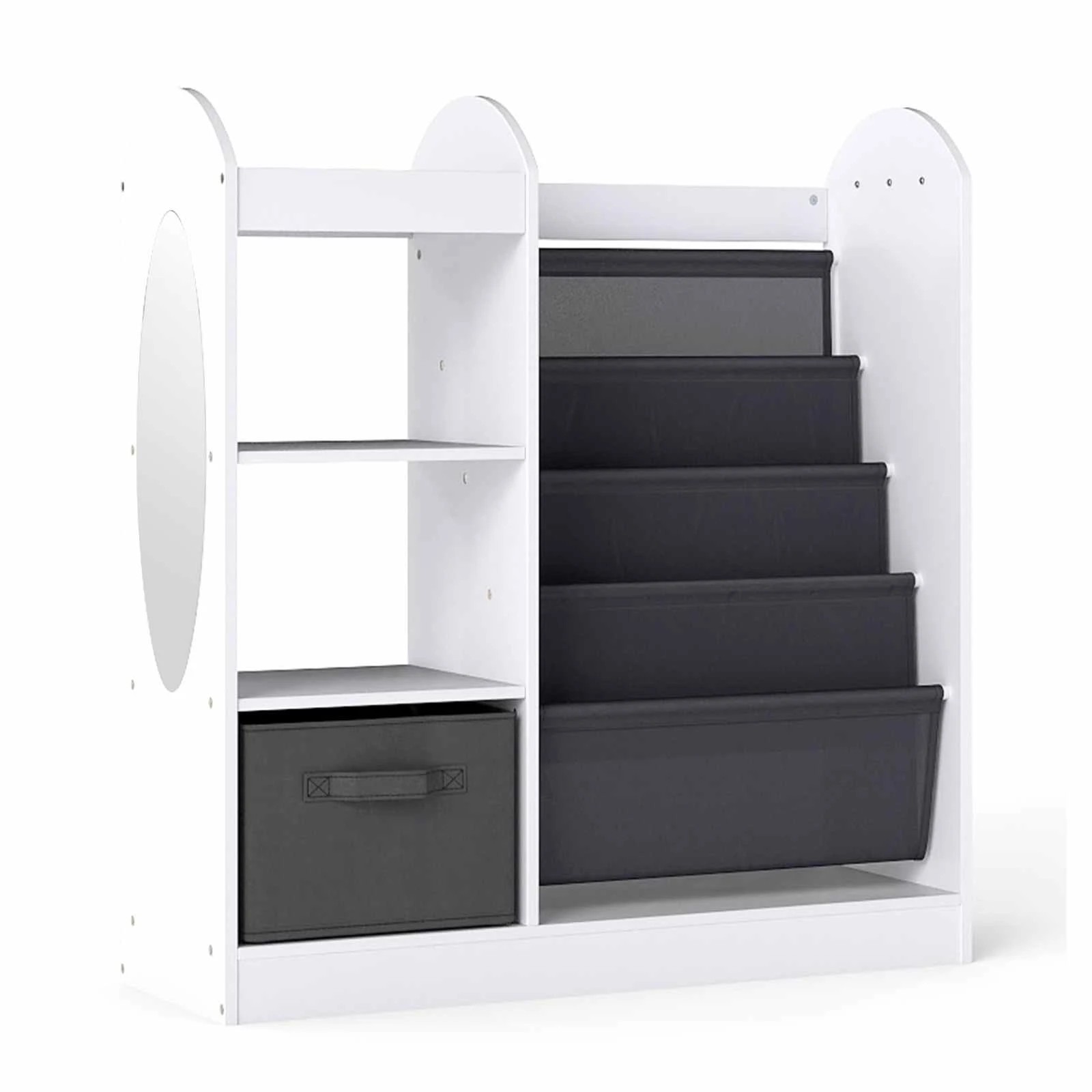 1 Costway Bookshelf Toy Storage Organizer w/Mirror - White, 1 of 3