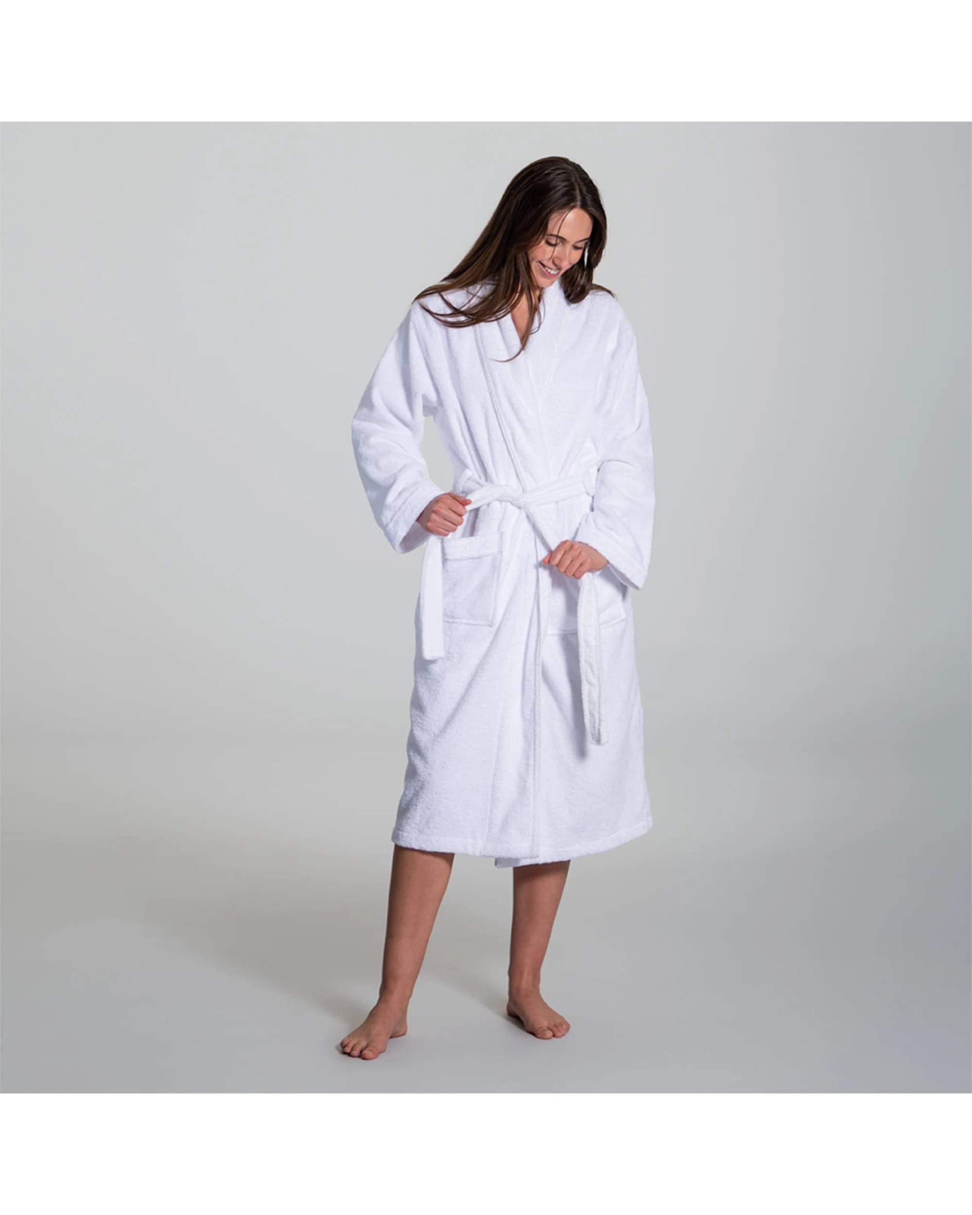 4 Canningvale Lusso Unisex Cotton Terry Durable Bathrobe Large - White, 4 of 4