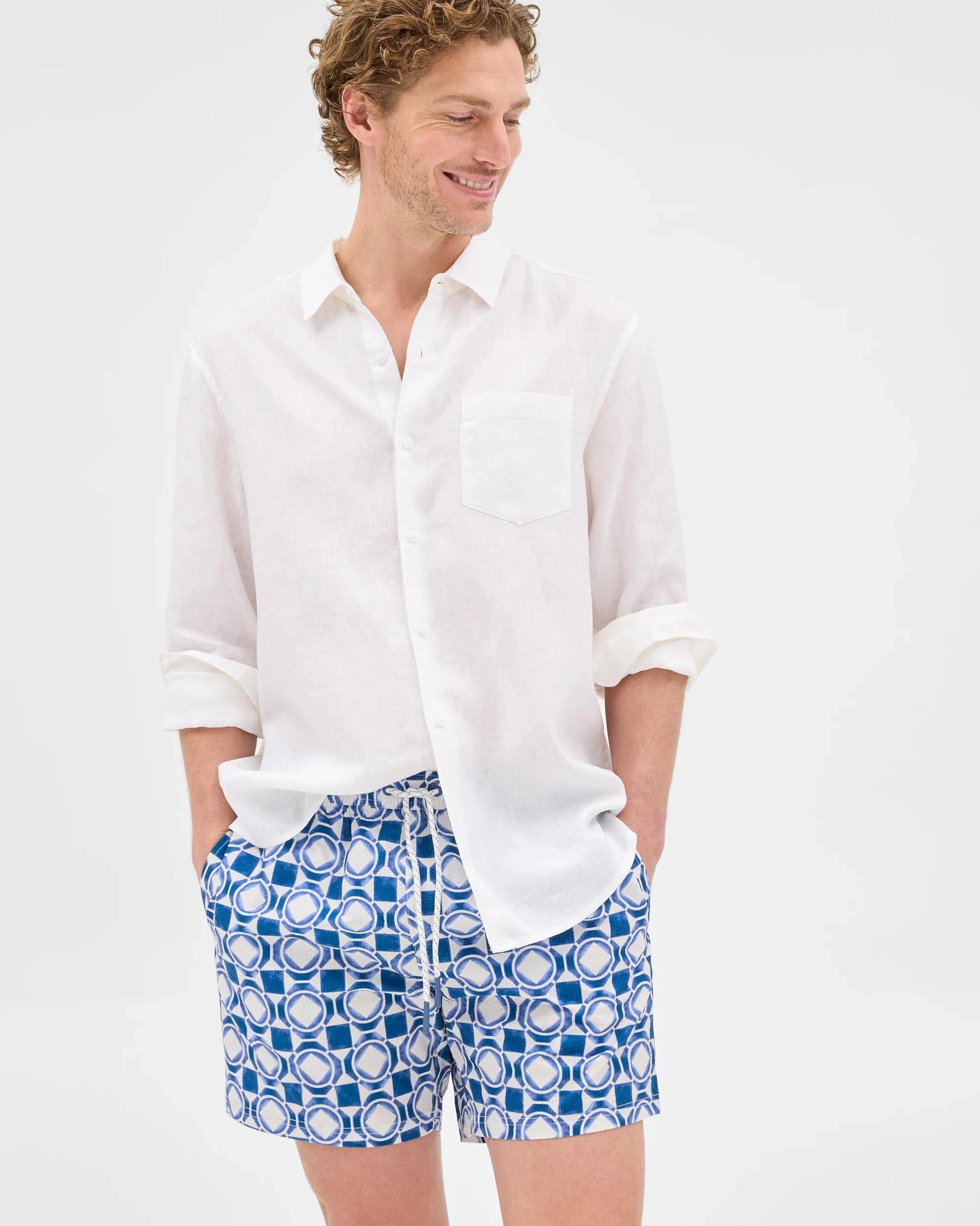 3 Target Seersucker Tile Print Swim Boardshorts BLUE, 3 of 7