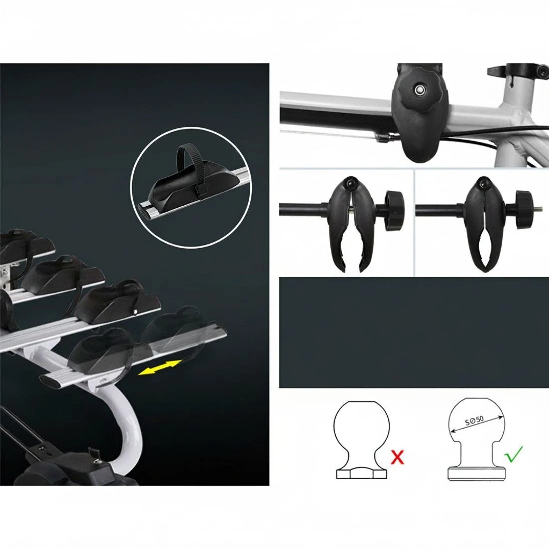 2 Giantz 4 Bicycle Bike Carrier Rack Car Towbar Hitch Ball Mount Tail light - Multi, 2 of 8