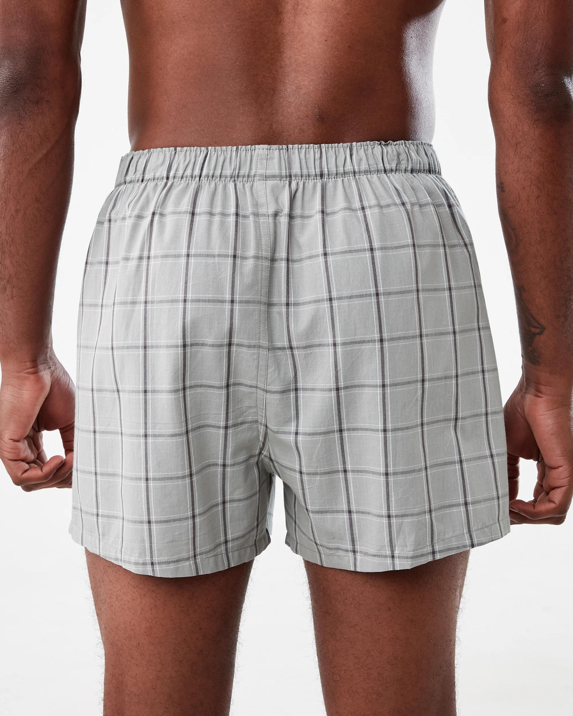 6 3 Pack Alpha Classic Woven Boxers Gry Check, 6 of 8