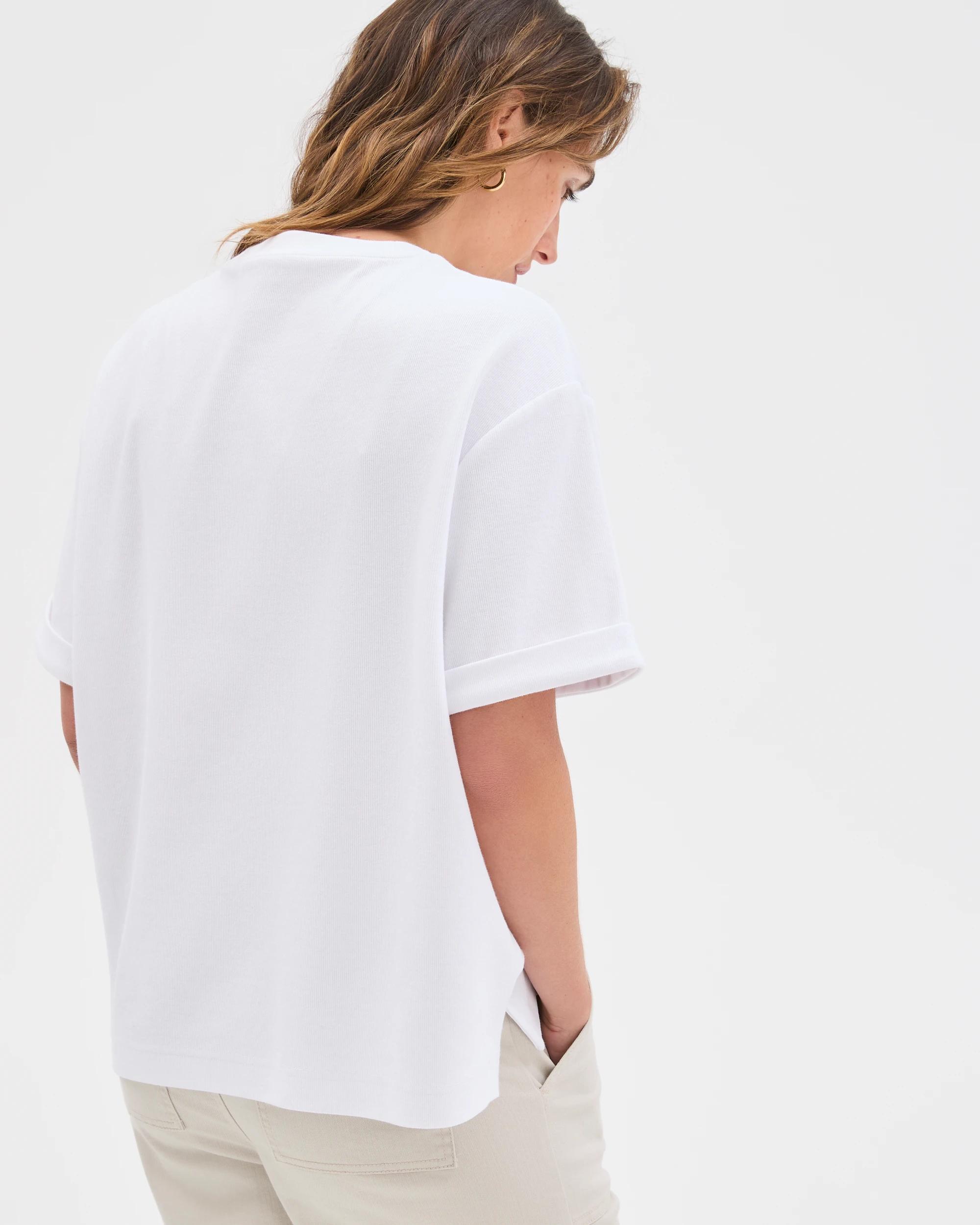 6 Target Woman Turnback Cuff Boxy Rib T-Shirt WHITE, 6 of 6