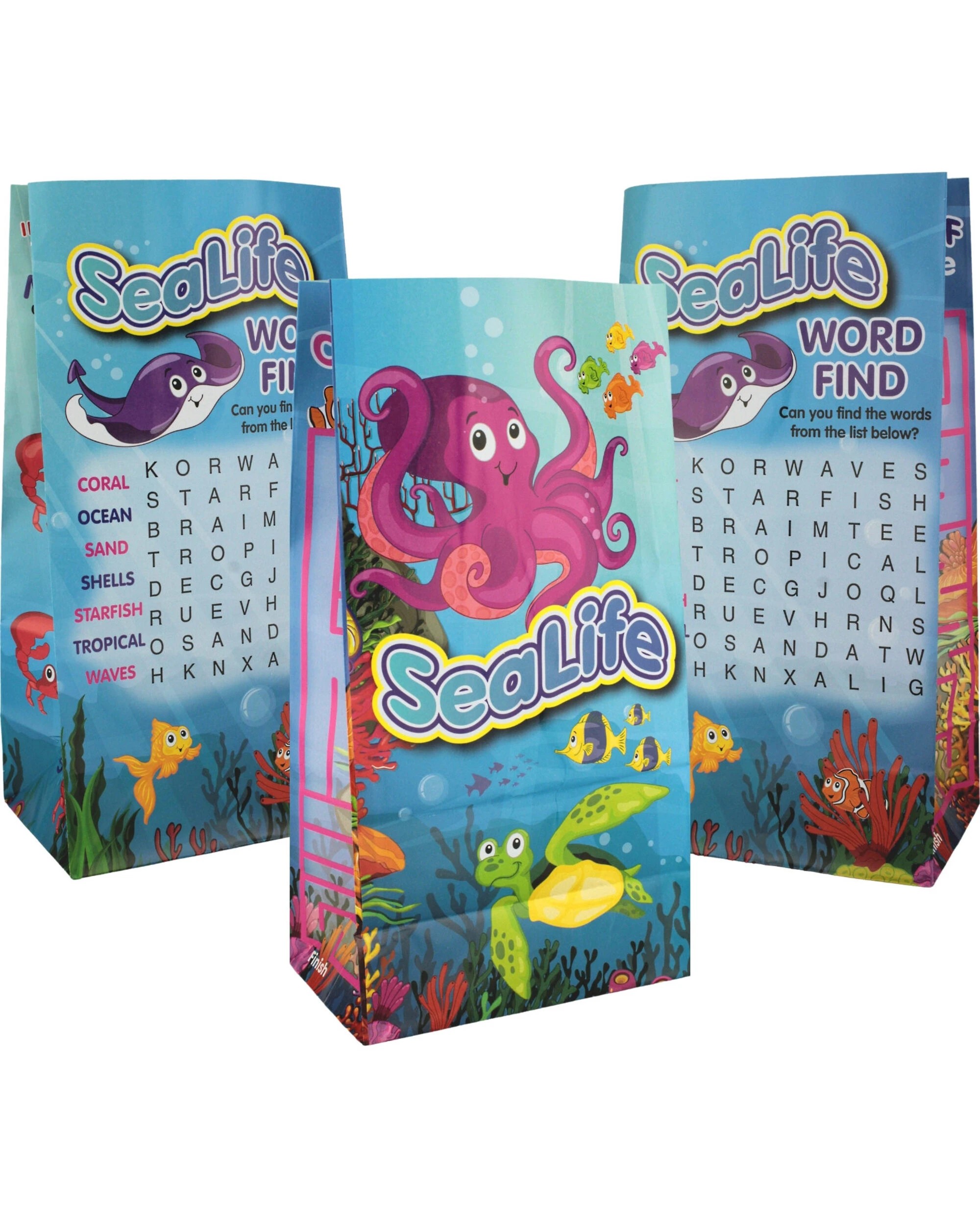 1 Fun Express Sea Life Activity Paper Party Bags Pack of 12, 1 of 3