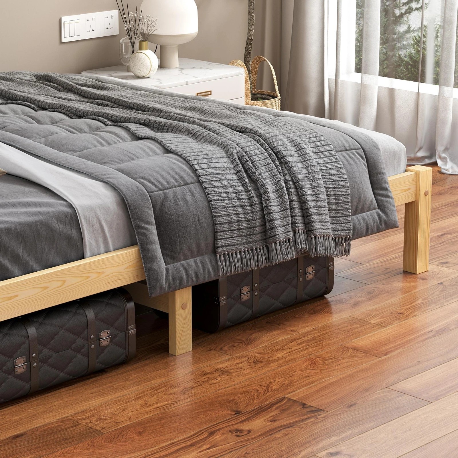 7 Alfordson Bed Frame Wooden Timber King Size Mattress Base Platform Fenella - Natural, 7 of 10