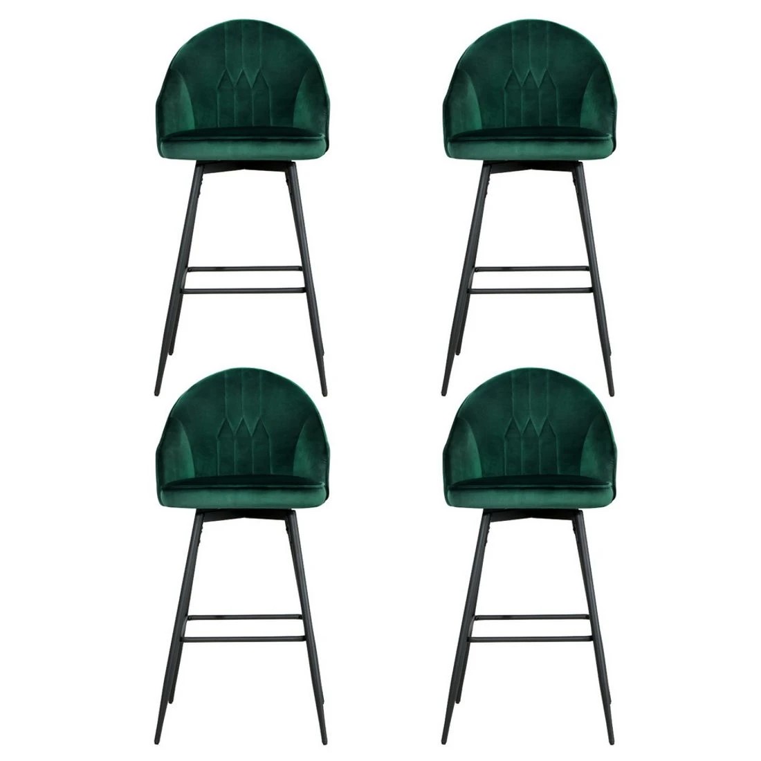 3 Artiss 4x Bar Stools Velvet Swivel Metal Legs - Green, 3 of 4
