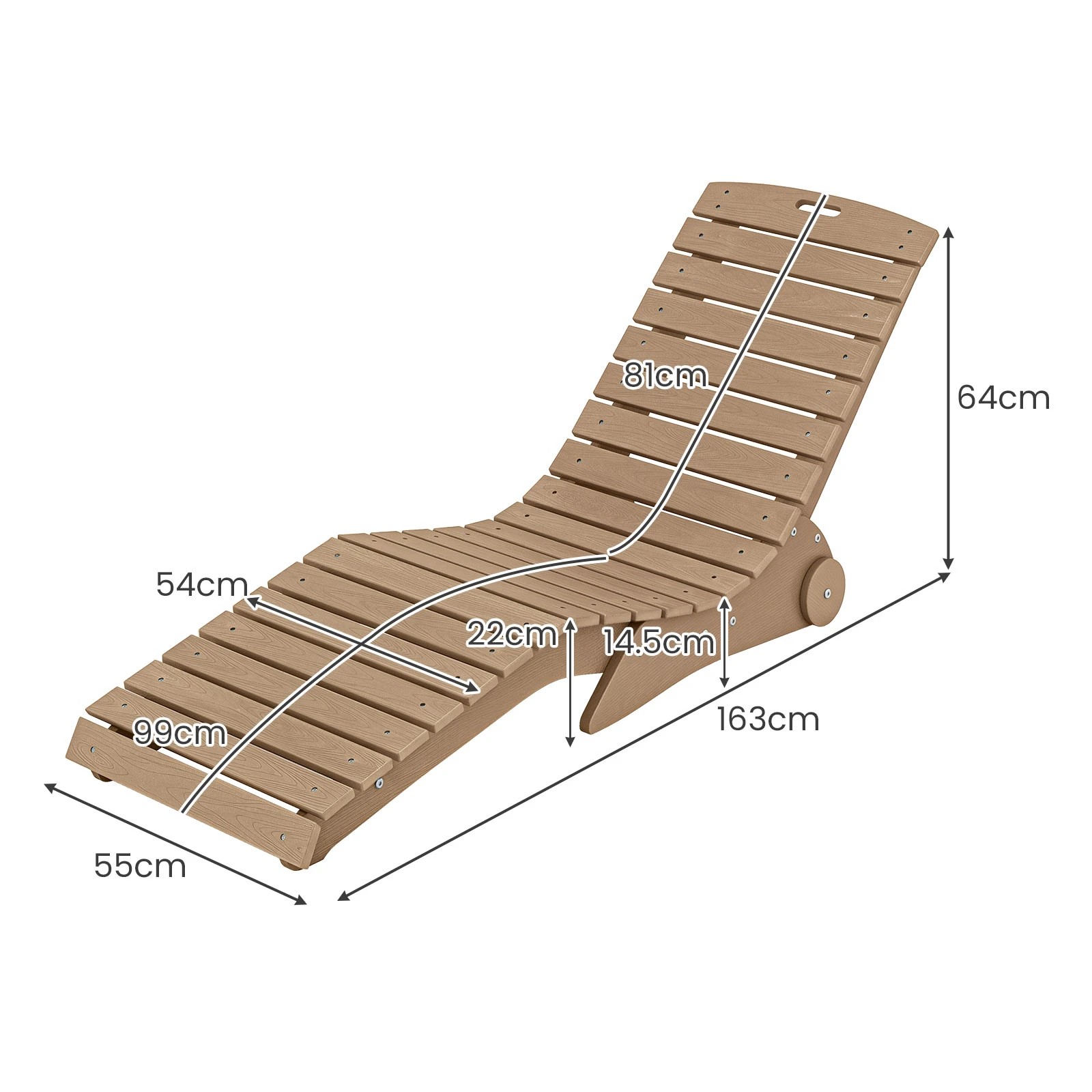 2 Costway In-Pool HDPE Lounge Chair w/Wheels S-Curve Chaise Anti-Floating Weighted Chair - Brown, 2 of 5