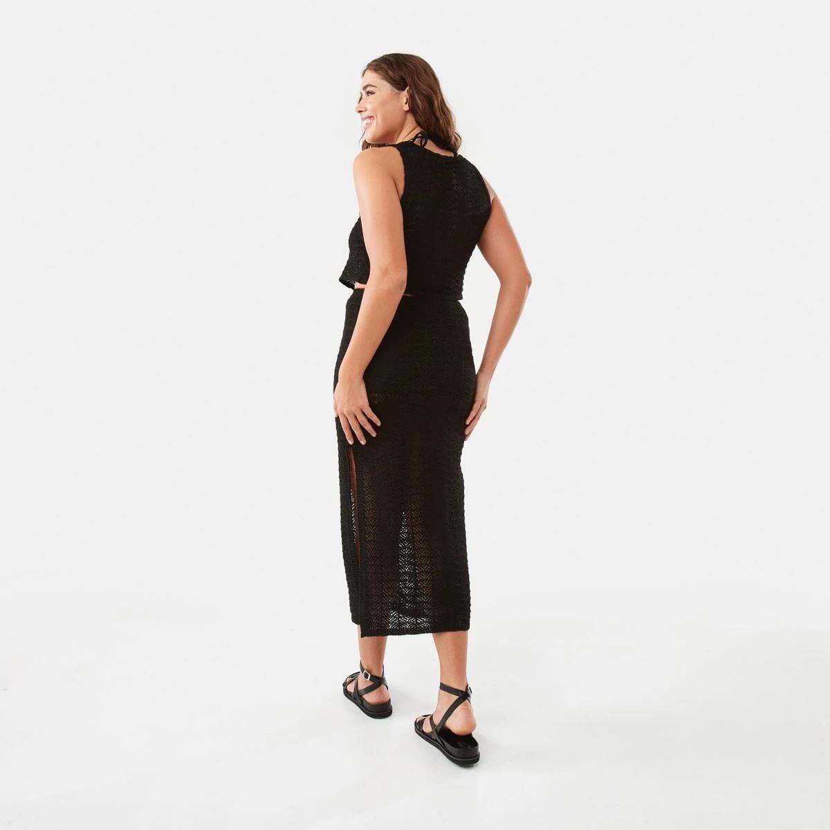 4 Sleeveless True Knit Tie Front Top Black, 4 of 7