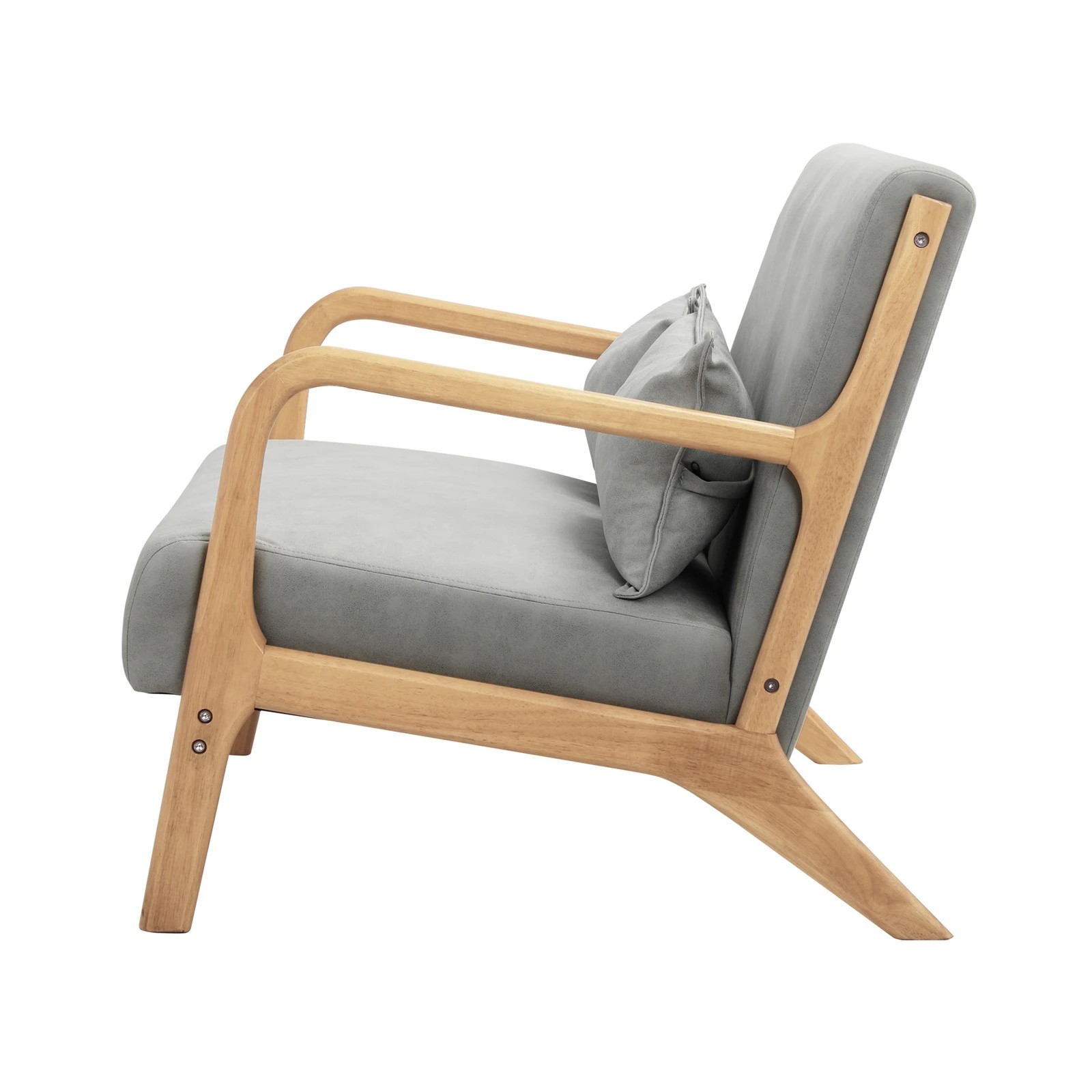 8 Oikiture Armchair Lounge Chair 2 Seater Accent Couch Sofa Fabric  Pillows
 - Grey, 8 of 10