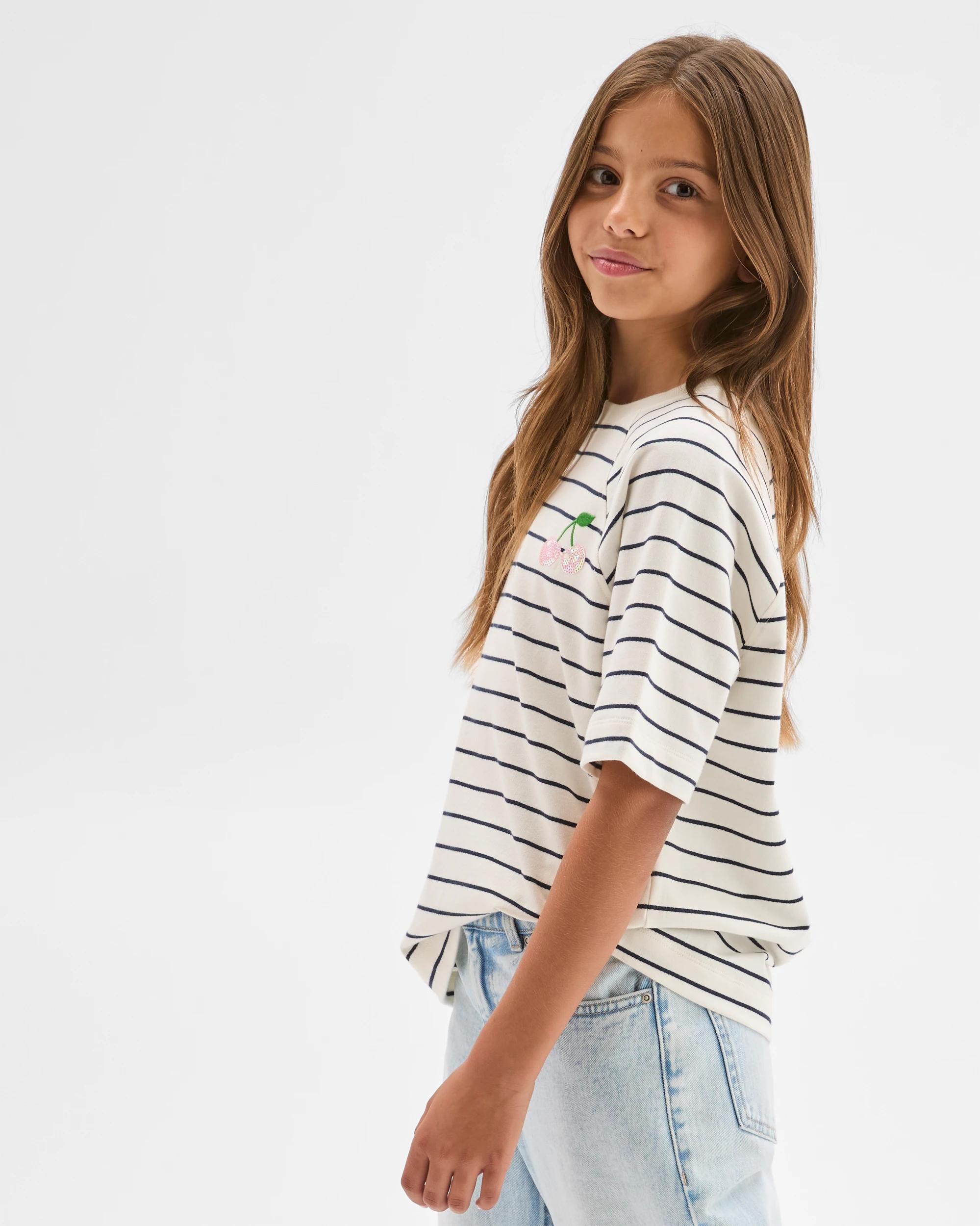 3 Target Kids Australian Cotton French Terry T-Shirt STRIPE CREAM, 3 of 6
