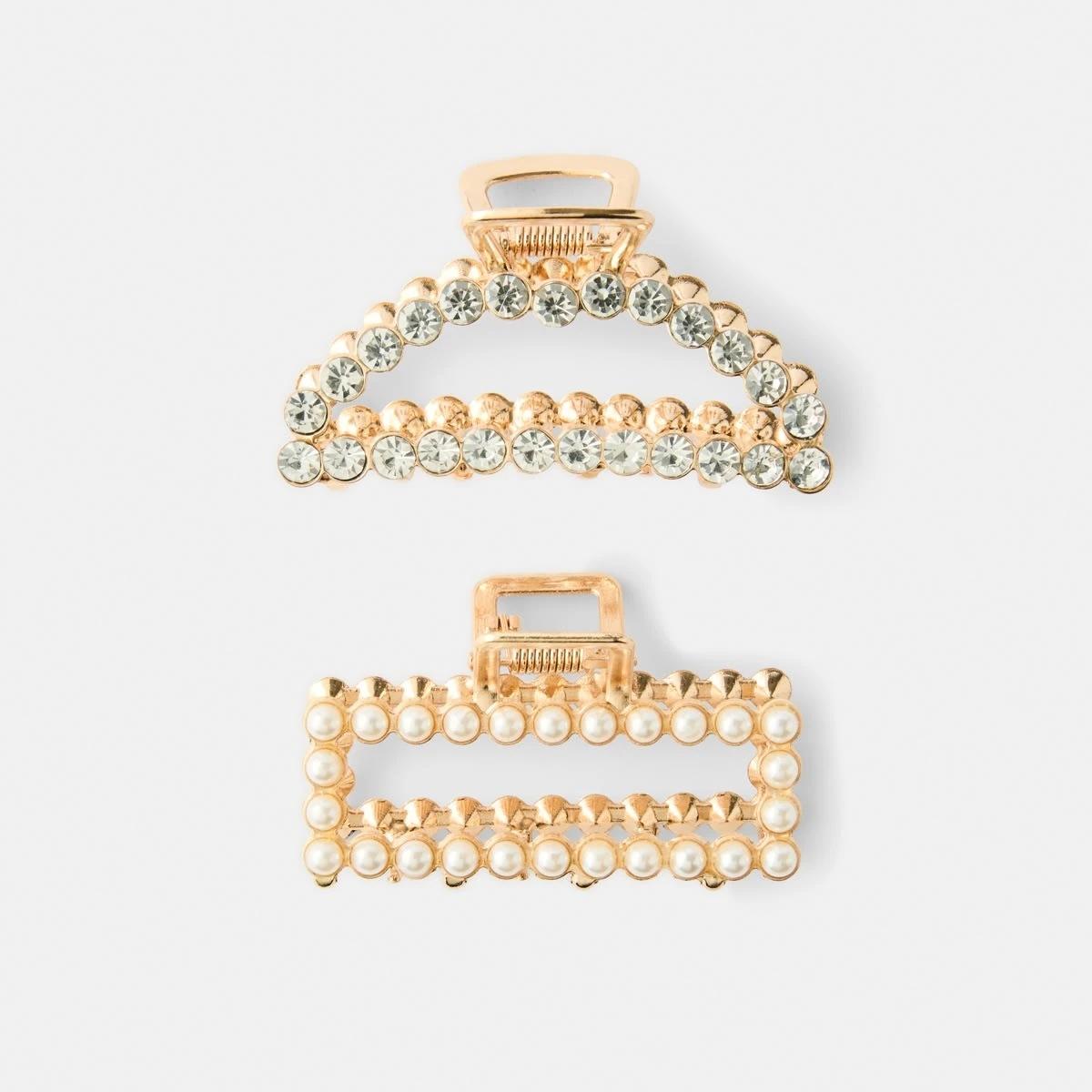 1 2 Pack Gold Tone Metal Hair Clips Gold, 1 of 4