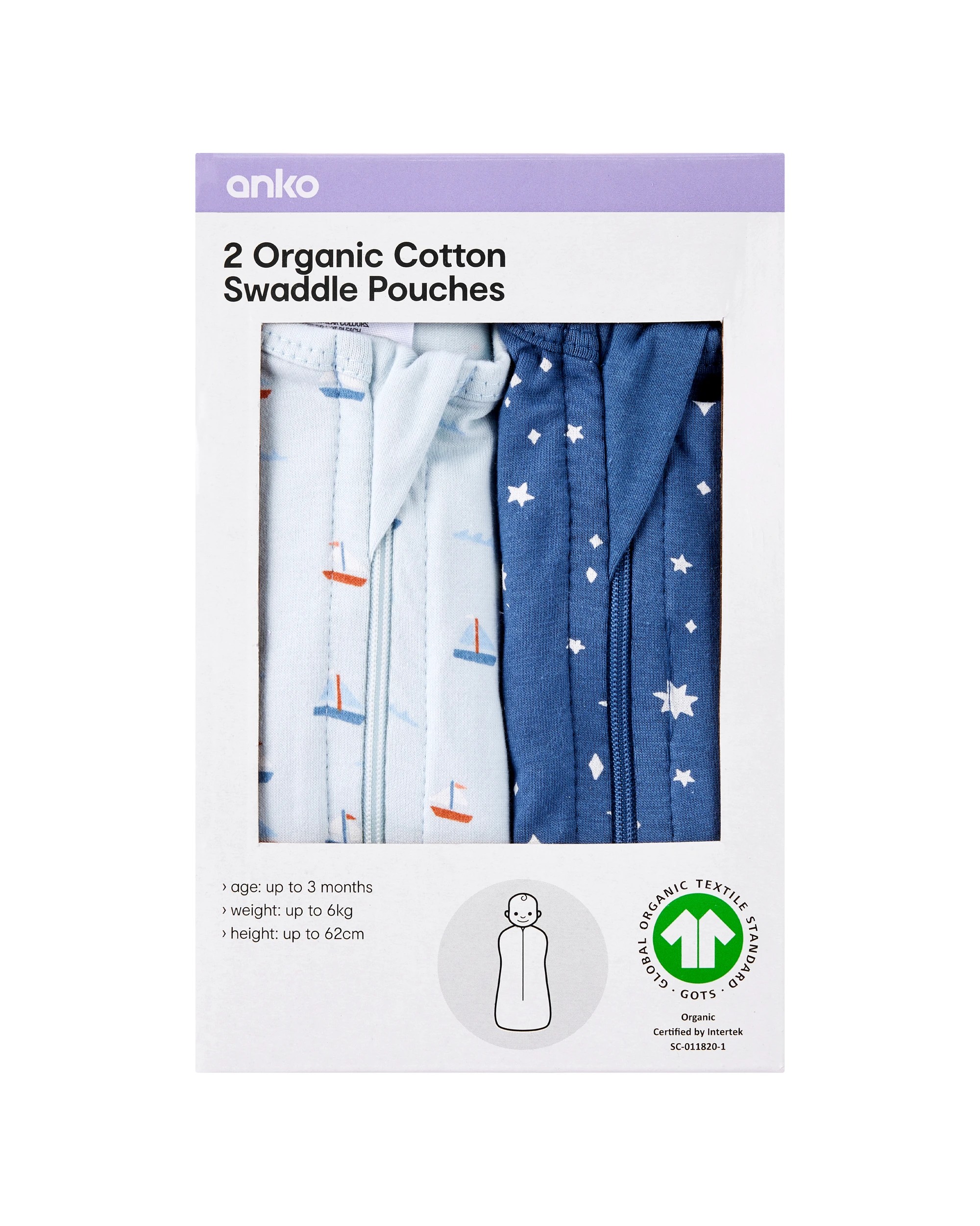 5 2 Pack Organic Cotton Swaddle Pouches, 5 of 5