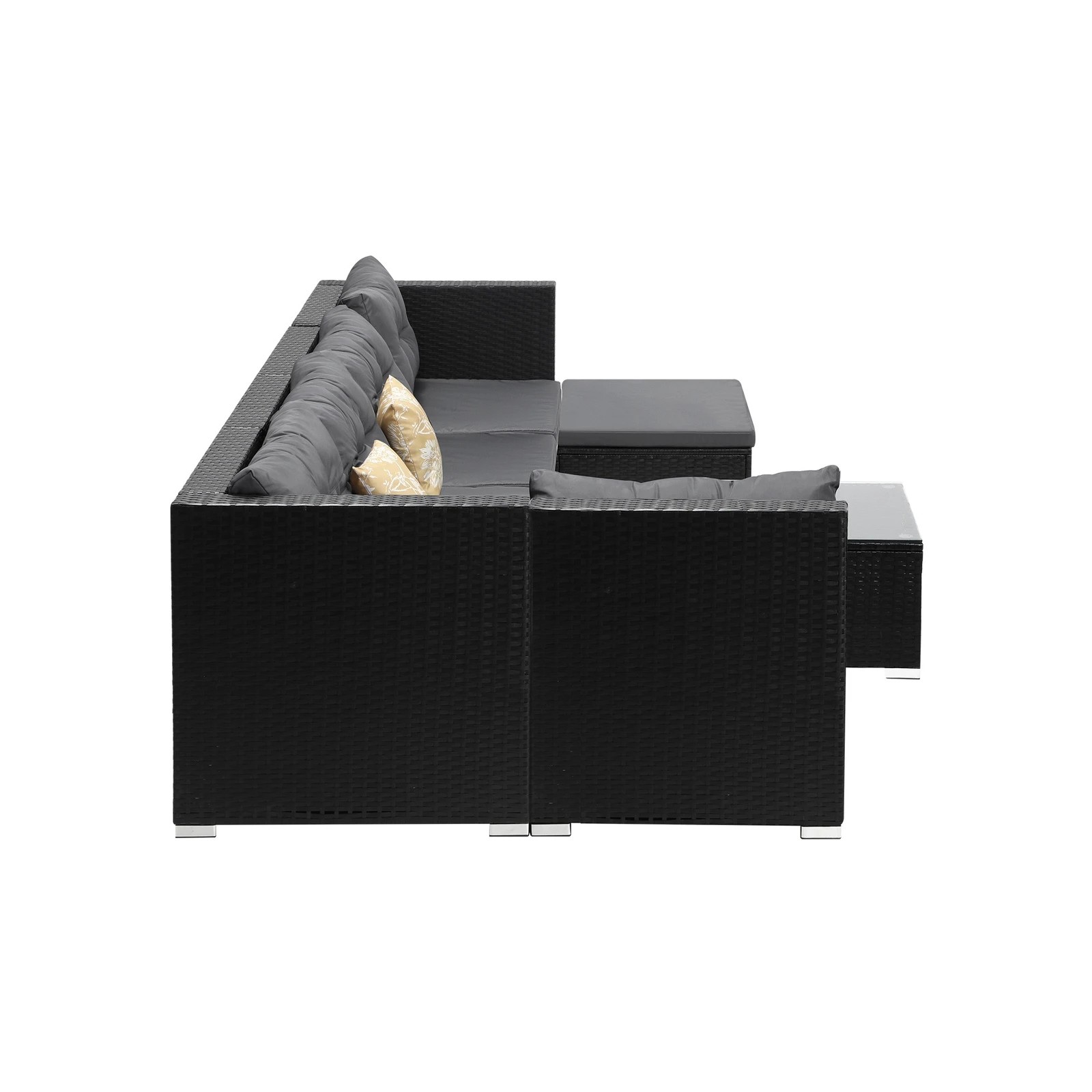 3 Livsip Outdoor Lounge Setting 7pc Wicker Sofa Set Furniture Rattan Patio Garden
 - Black, 3 of 9