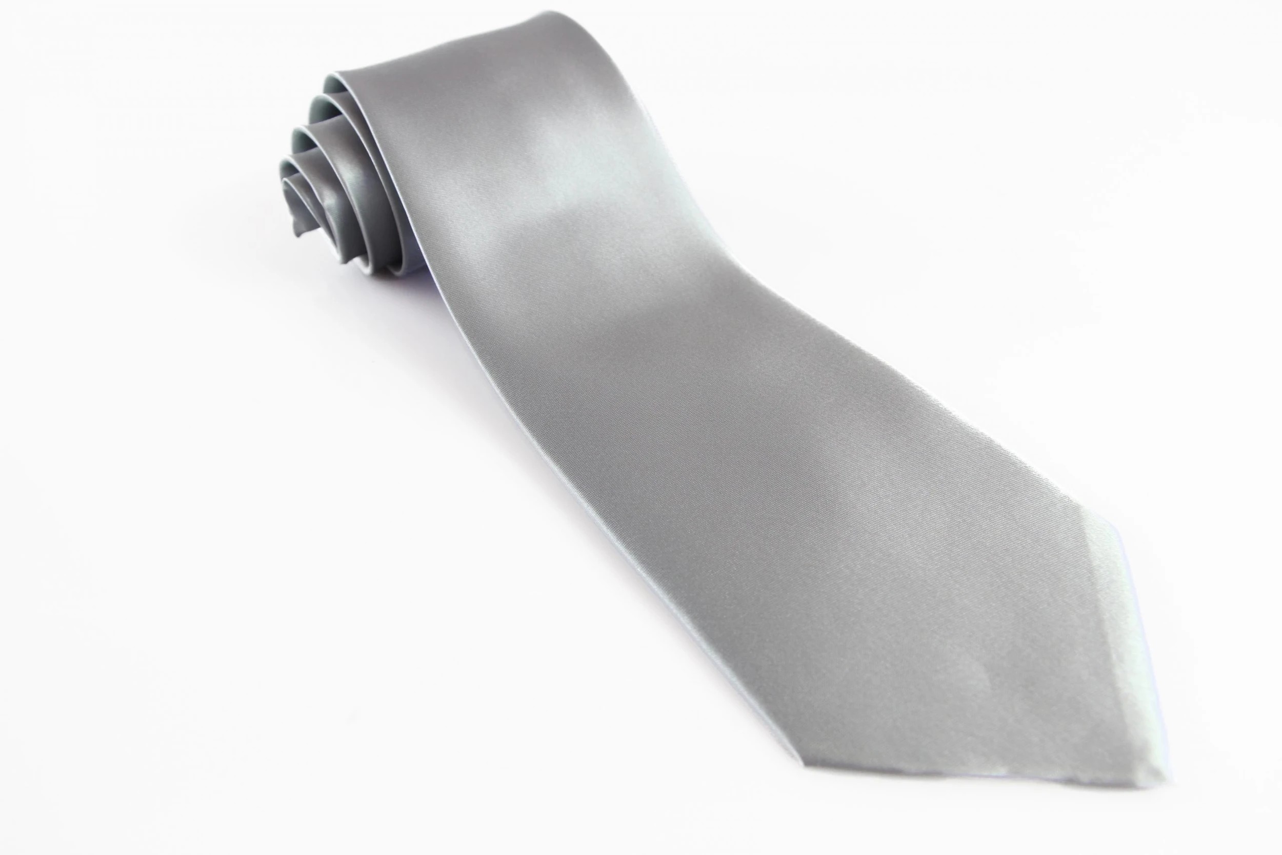 4 Zasel Mens Silver 10cm Plain Neck Tie - Silver, 4 of 5