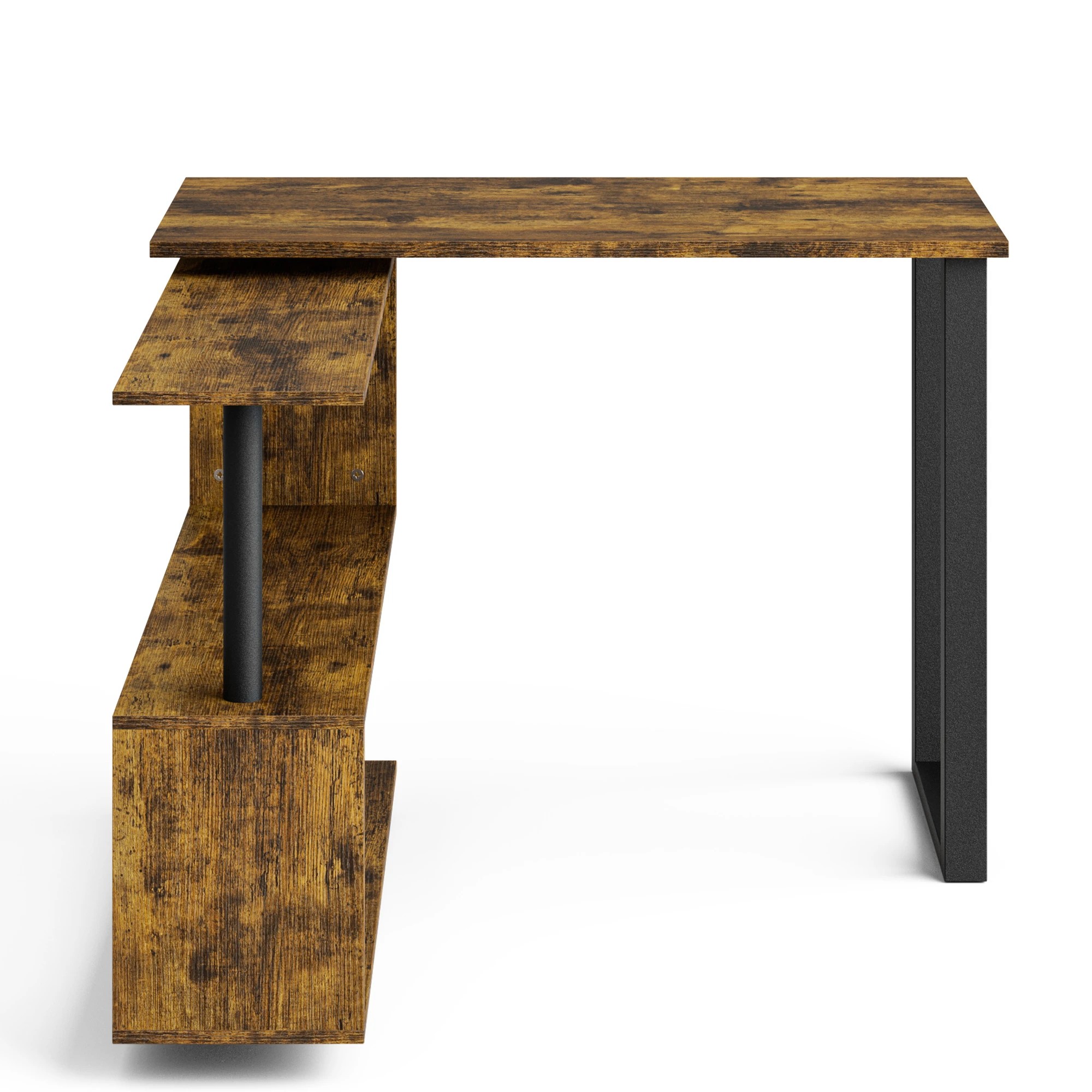 2 Advwin 360° Rotating Computer Desk L-shaped Desk With Bookshelf Corner Desk, 2 of 7