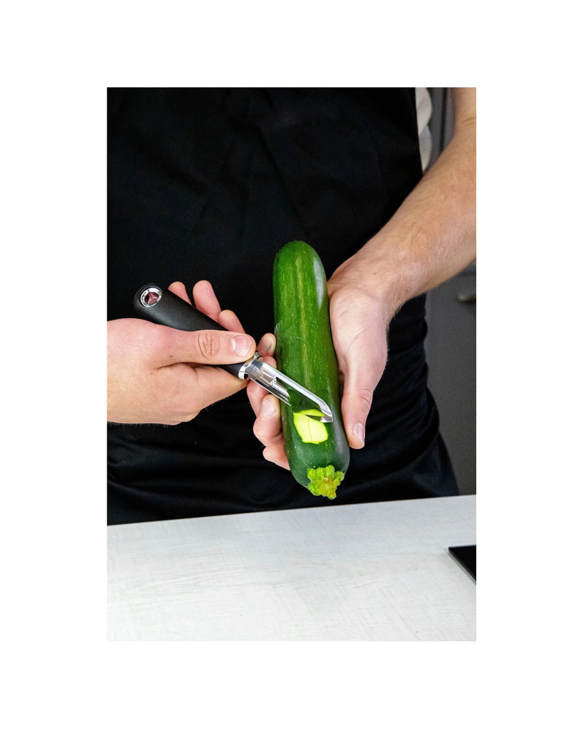 3 MasterCraft 4PK Soft Grip Stainless Steel Fixed Head Peeler With Thumb Holder - Black, 3 of 5