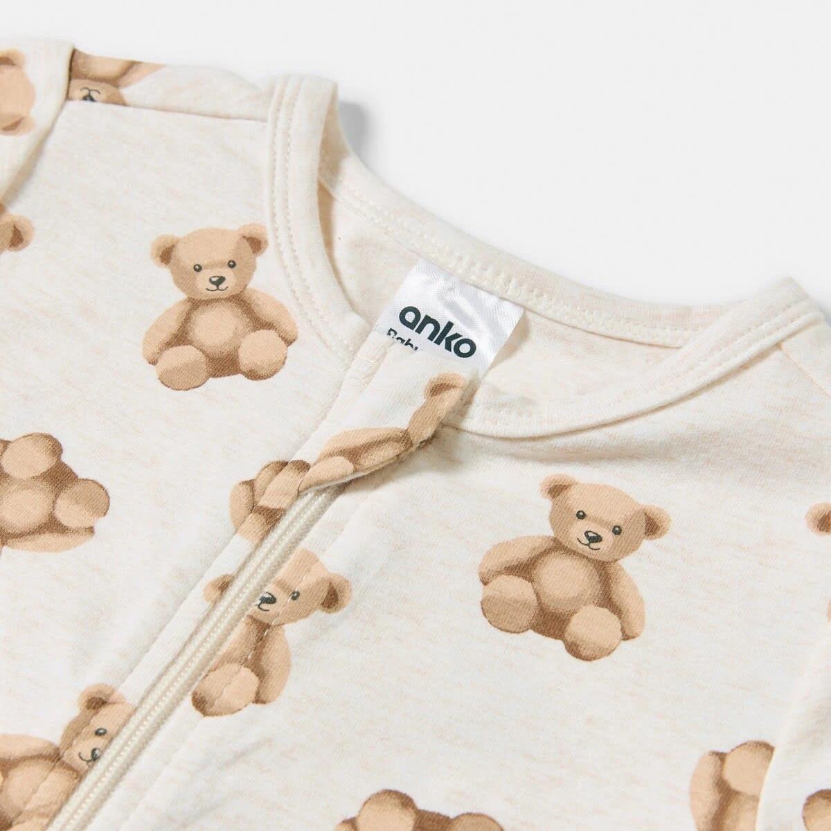 3 Short Sleeve Zip Romper BROWN BEARS, 3 of 4