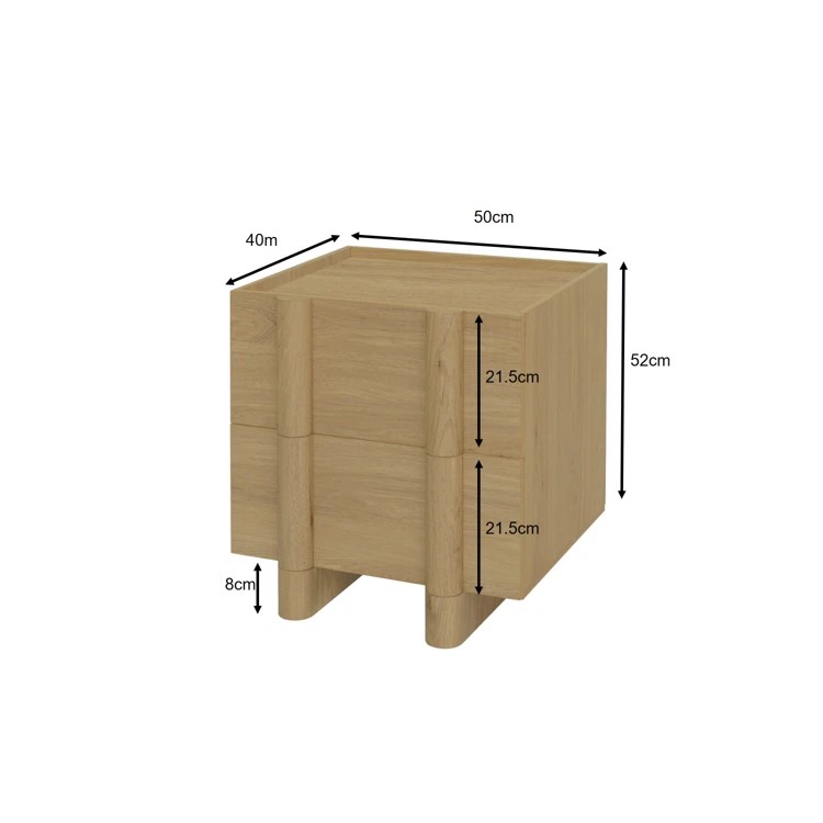 10 Piper 2 Drawer Bedside Table - Oak, 10 of 10