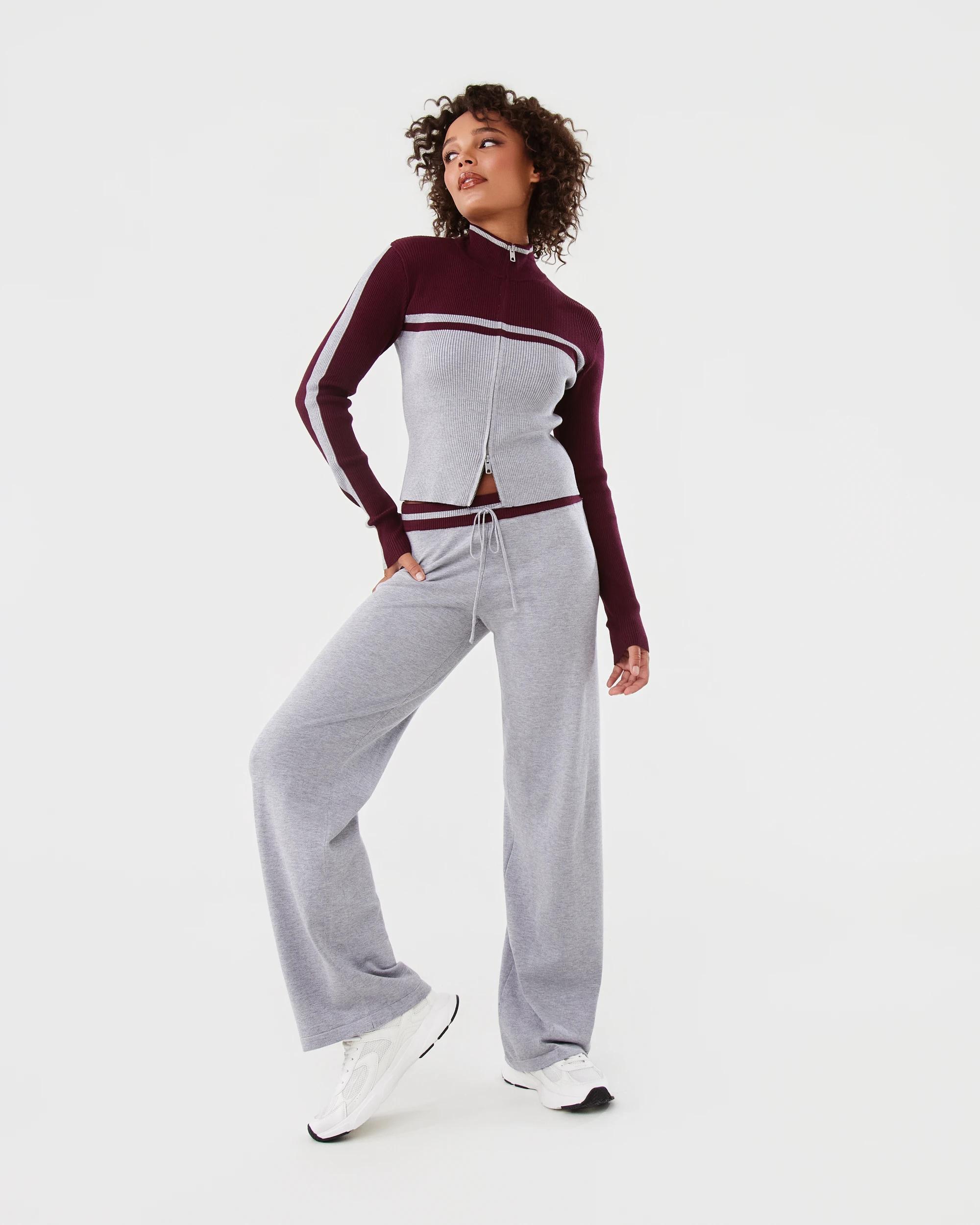 2 True Knit Stripe Tie Up Pants Grey Marle, 2 of 9