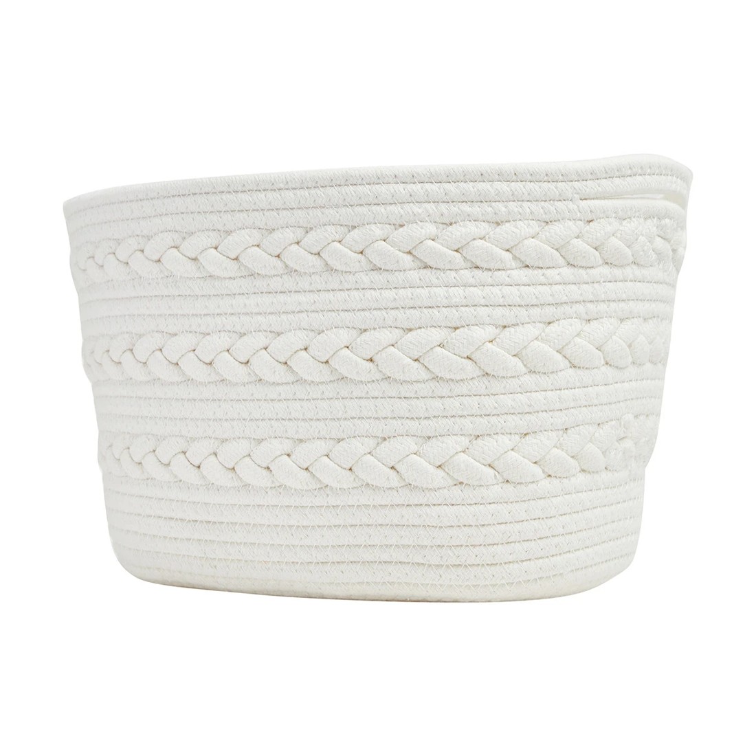 2 Rectangle Braid Rope Basket - White, 2 of 4