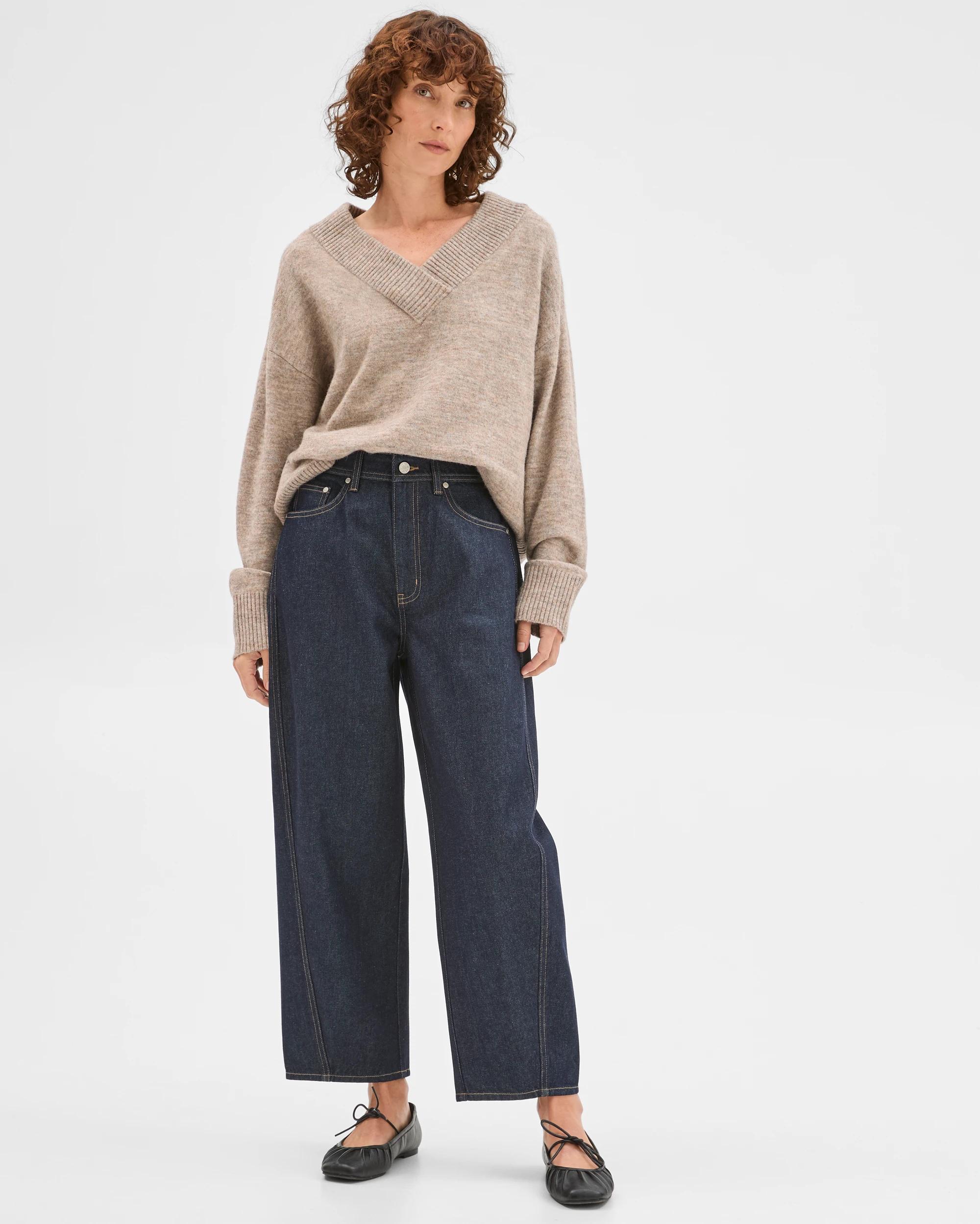 4 Target Denim Harper Barrel Leg Denim Jeans RINSE, 4 of 7