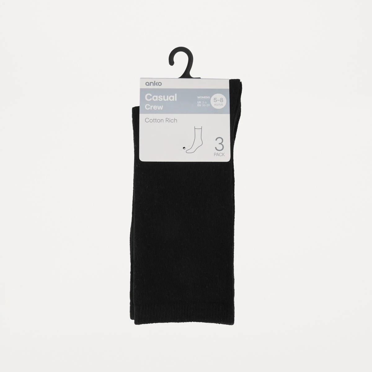 3 3 Pack Crew Socks BLACK, 3 of 3