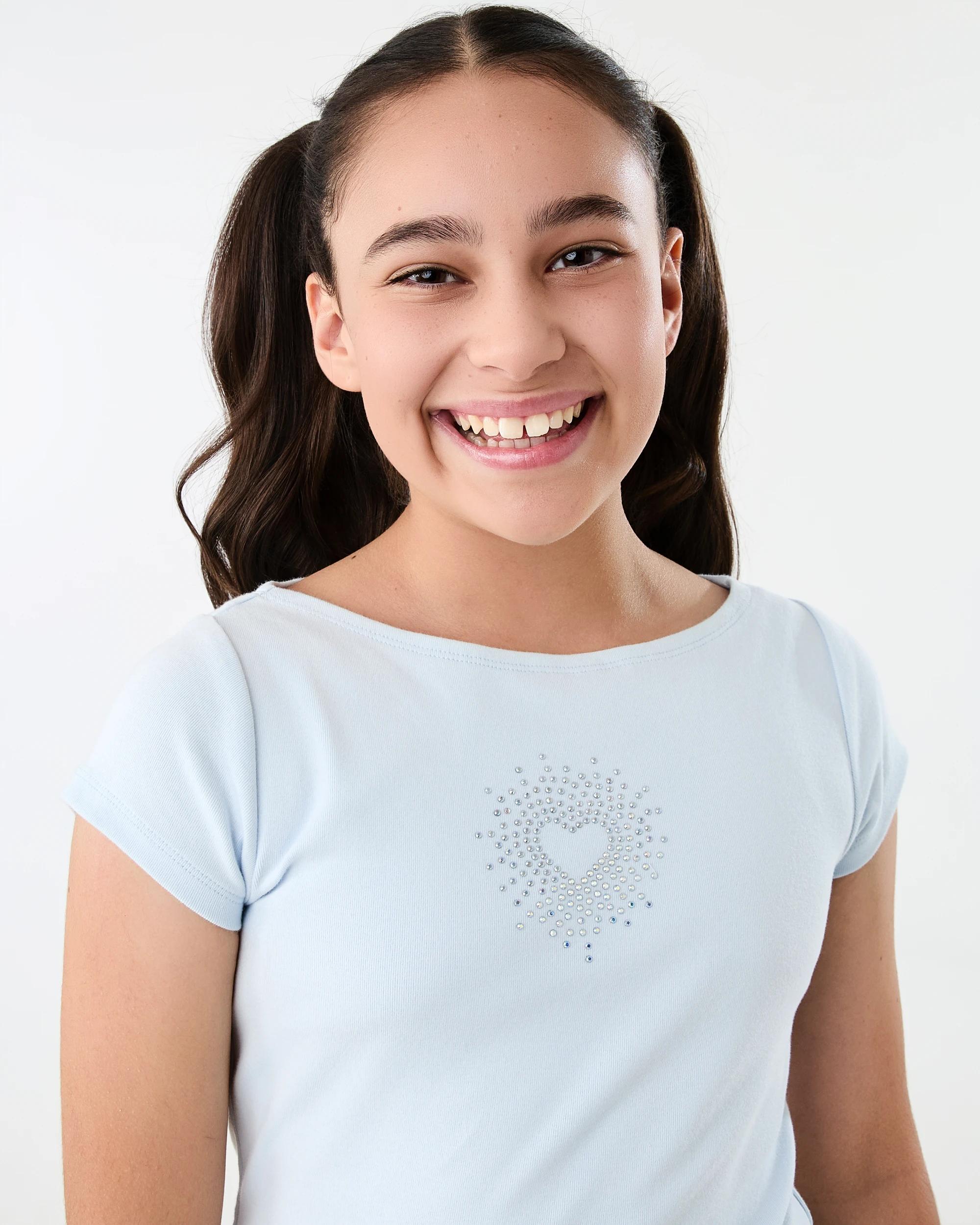 3 Short Sleeve Boat Neck T-shirt Blue Heart, 3 of 7