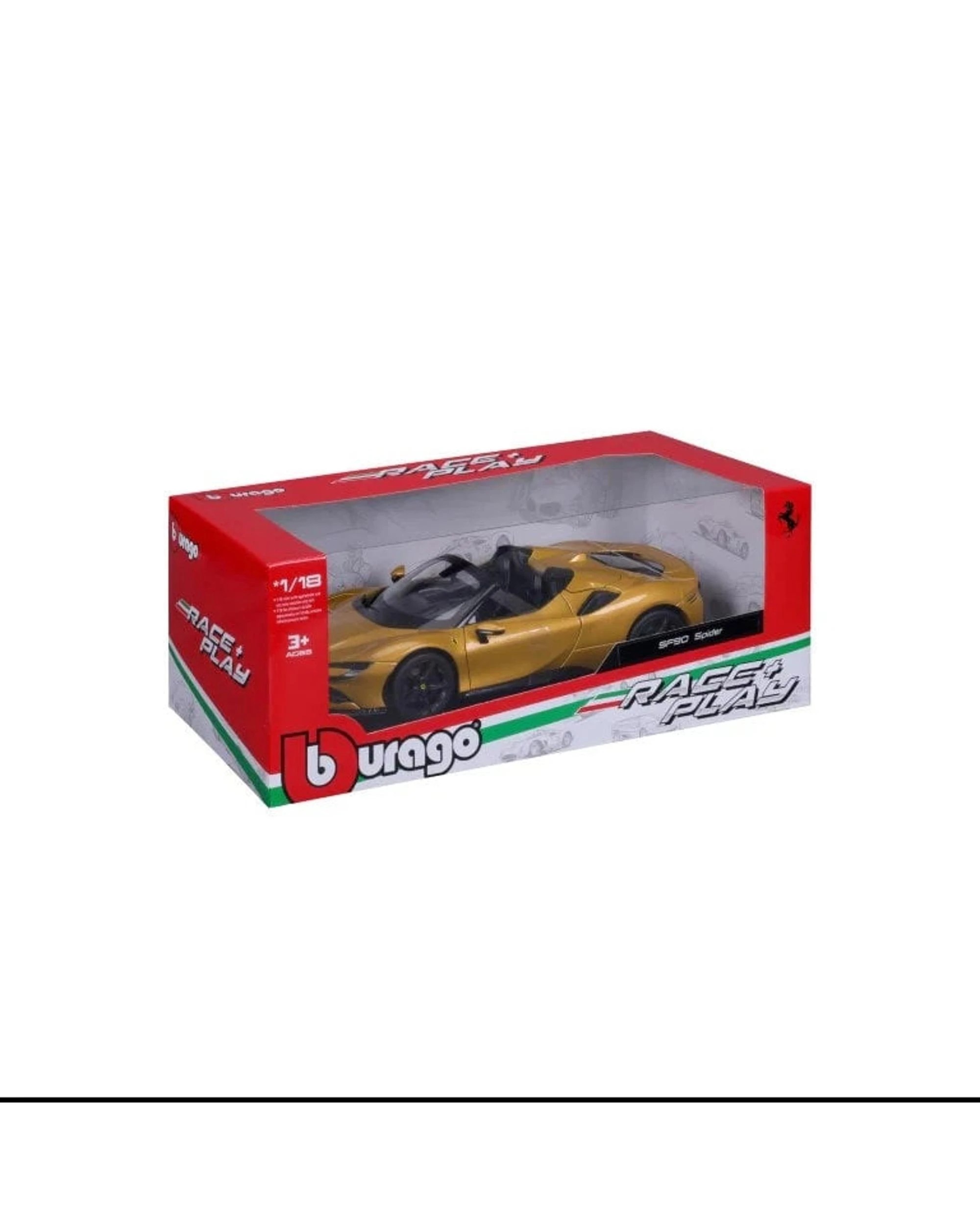 3 Bburago Race and Play 2021 Ferrari SF90 Stradale Spider 1:18 Scale Diecast Vehicle, 3 of 9