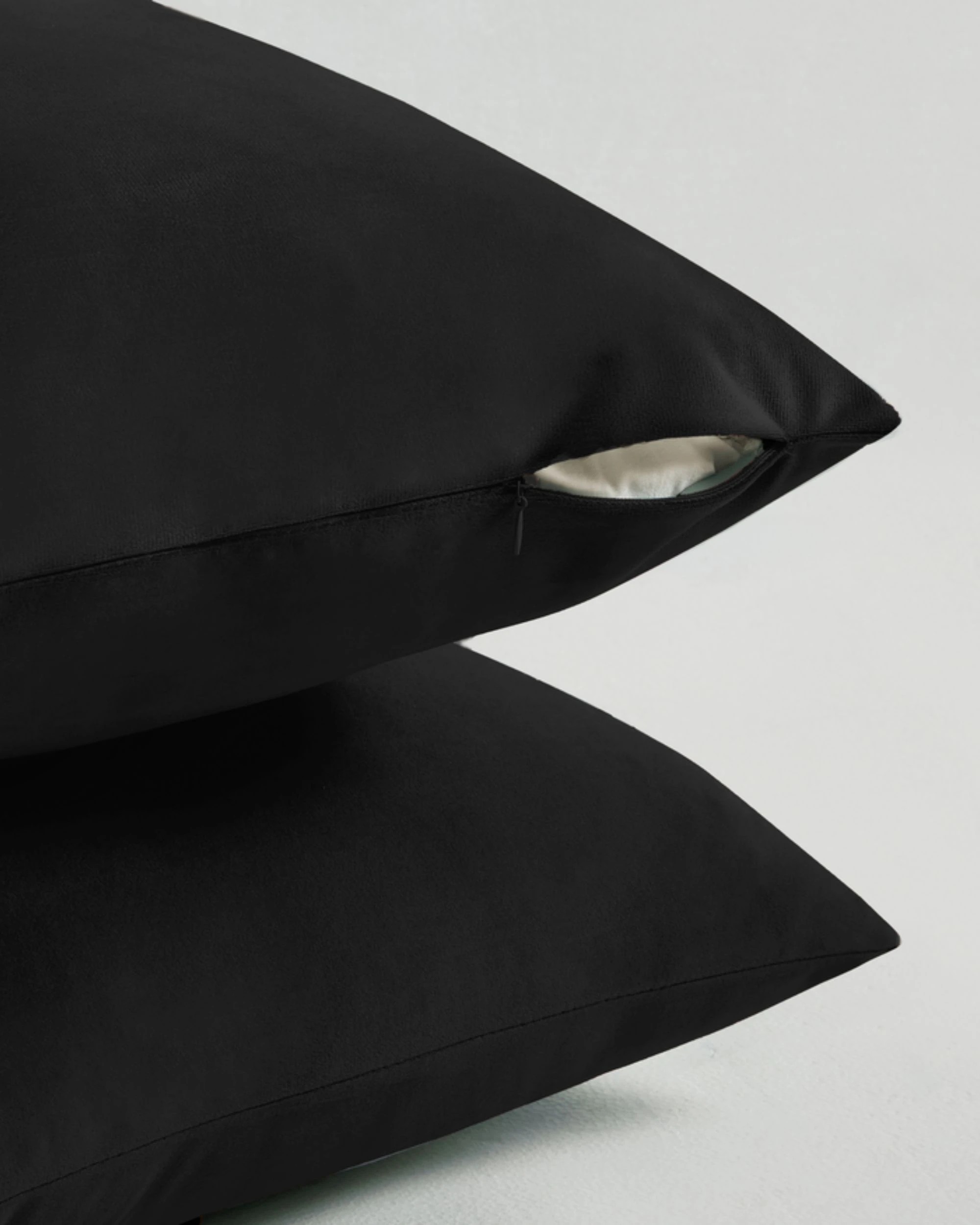 2 Gioia Casa 2-Pack Velvet European Pillowcases - Black - 65x65cm, 2 of 2