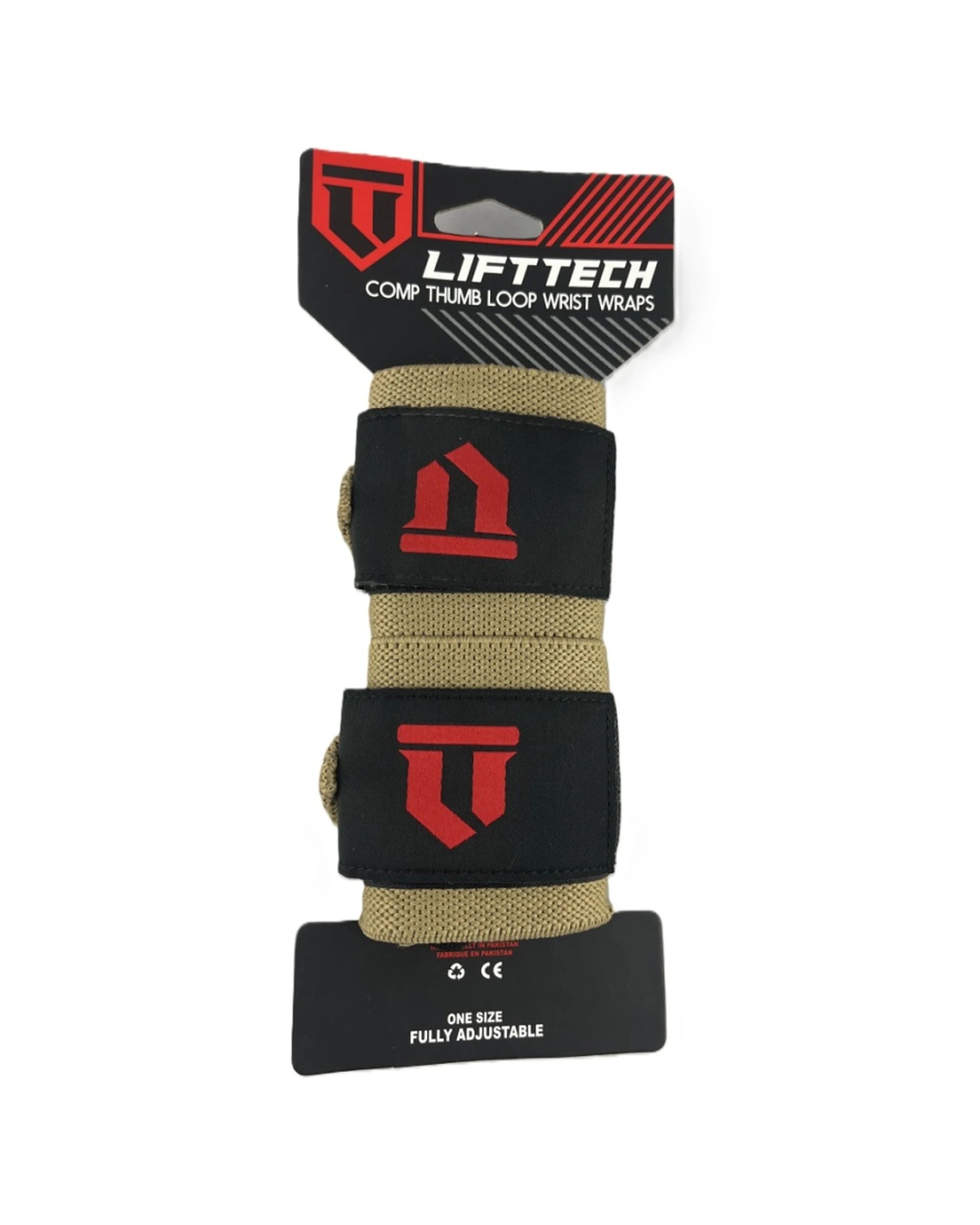 3 Lift-Tech Fitness 2pc Comp Elastic Support Wrist Wrap With Thumb Loop 18 Inch Tan - Natural, 3 of 3