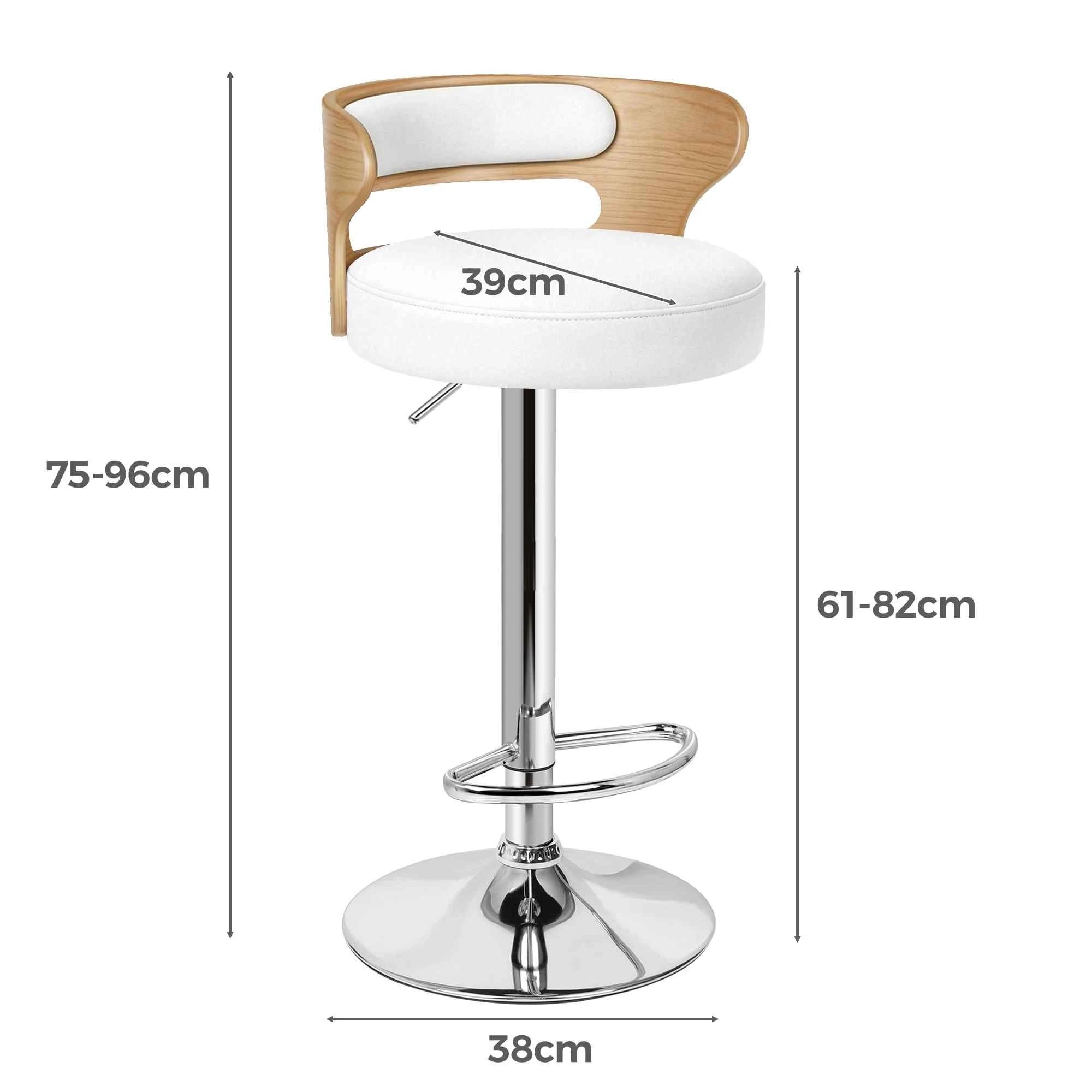 6 Alfordson 2x Bar Stools Kitchen Swivel chair Leather Gas lift - White, 6 of 9