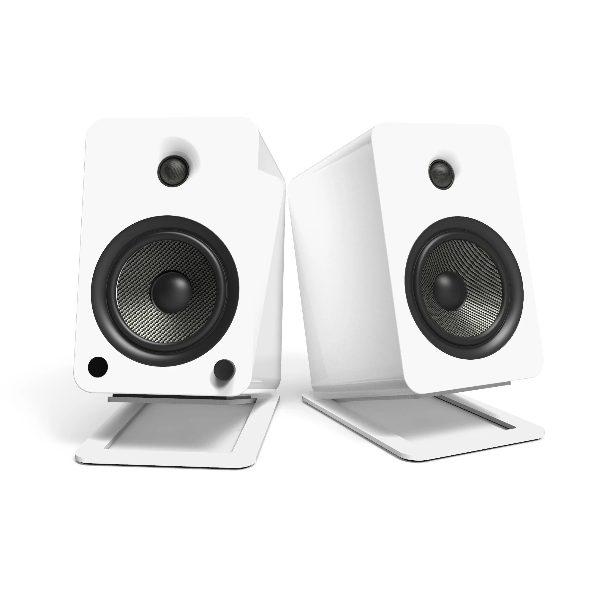 2 Kanto S6W Angled Desktop Speaker Stands for Large Speakers - Pair, White - White, 2 of 5