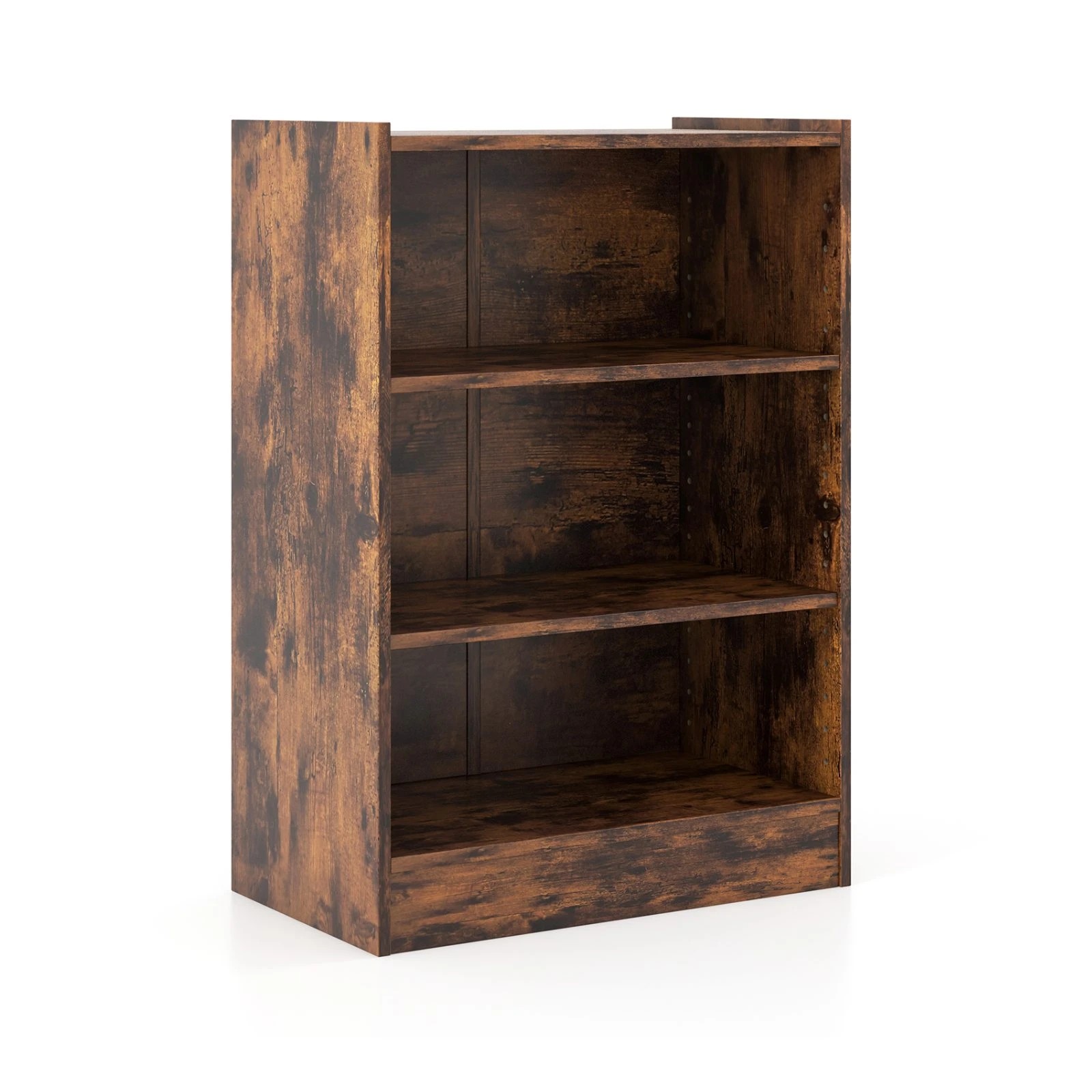 1 Costway 3-Tier Bookcase Display Bookshelf w/Adjustable Shelves Storage Cabinet Organizer - Brown, 1 of 4