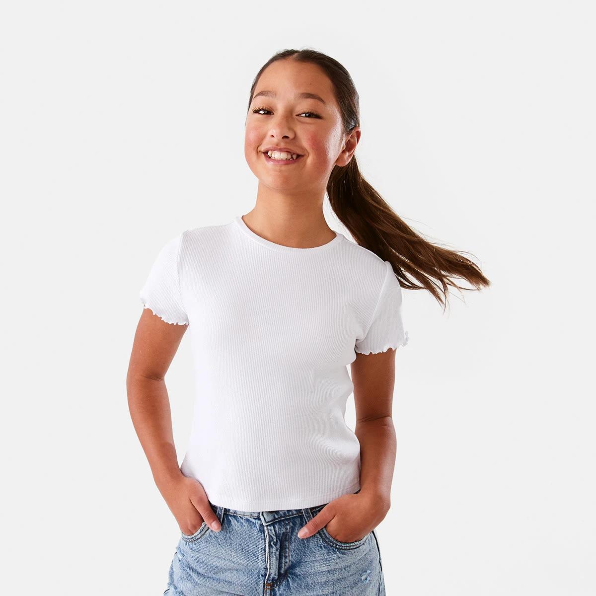 1 Short Sleeve Rib Top White, 1 of 10