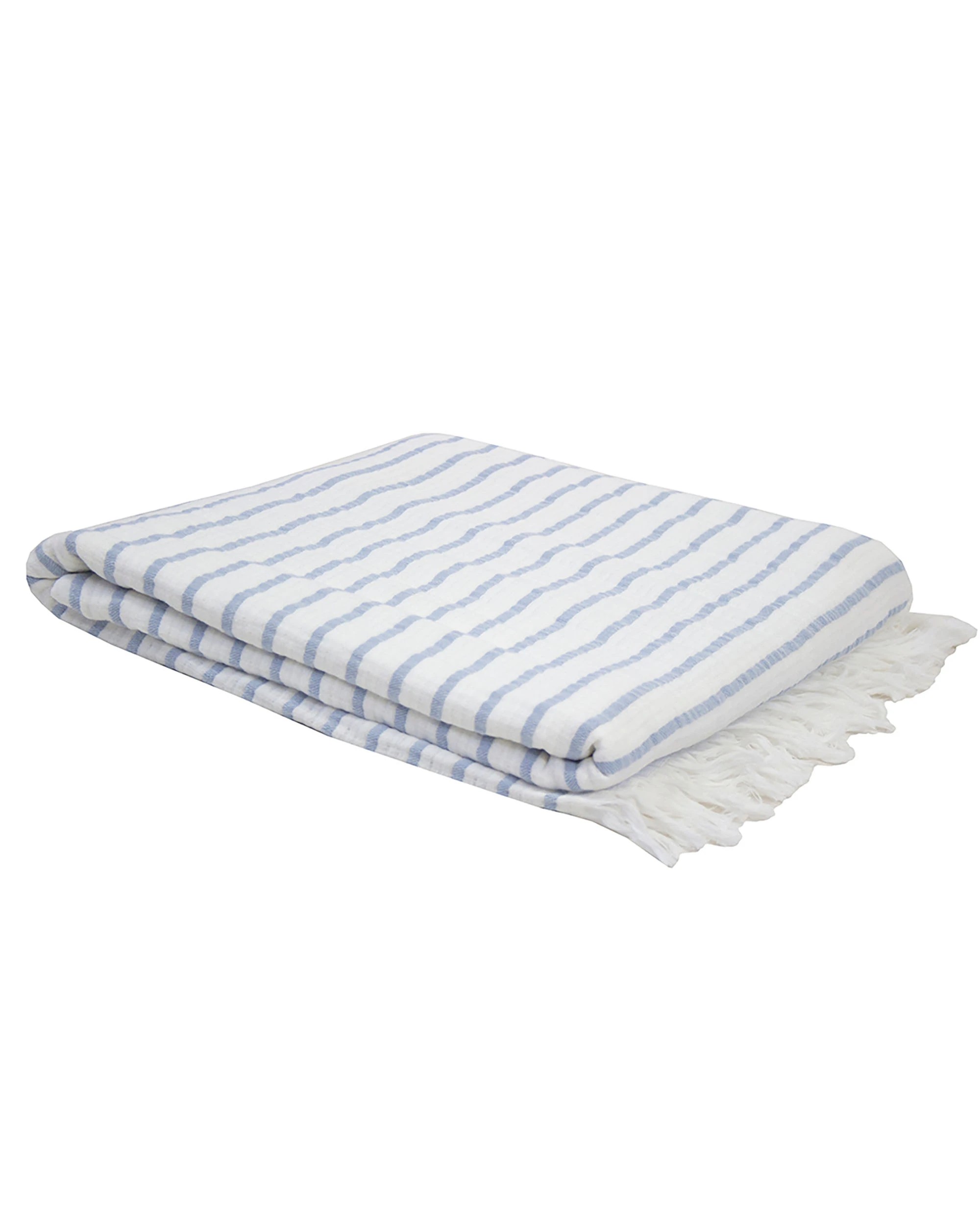 1 Bambury Haven Cotton Bamboo Lightweight Knit Stripe Throw Blue - Blue, 1 of 3