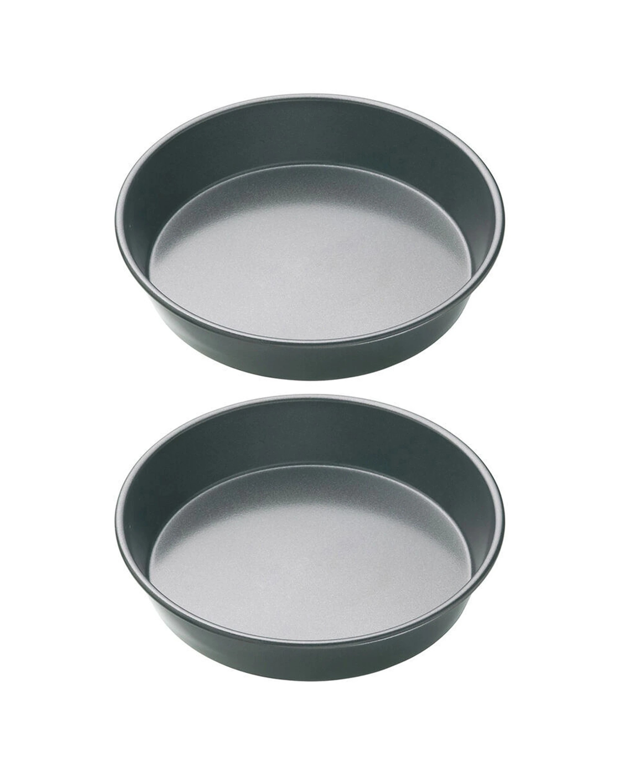 1 Mastercraft 2x 23cm Heavy Base Non-Stick Round Deep Pie Cake Pan Carbon - Black, 1 of 7