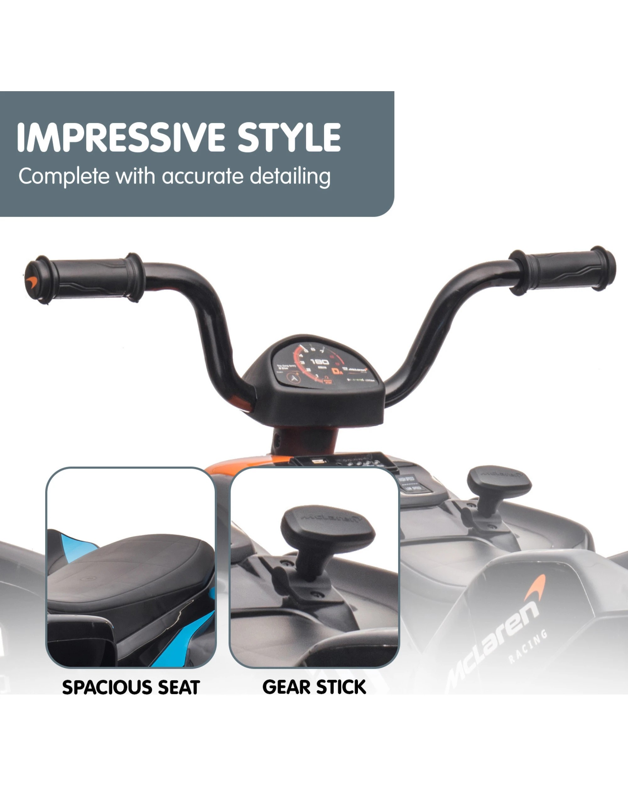 4 Kahuna MCL35 McLaren Kids Toy Ride On Electric Quad Bike - Black, 4 of 10