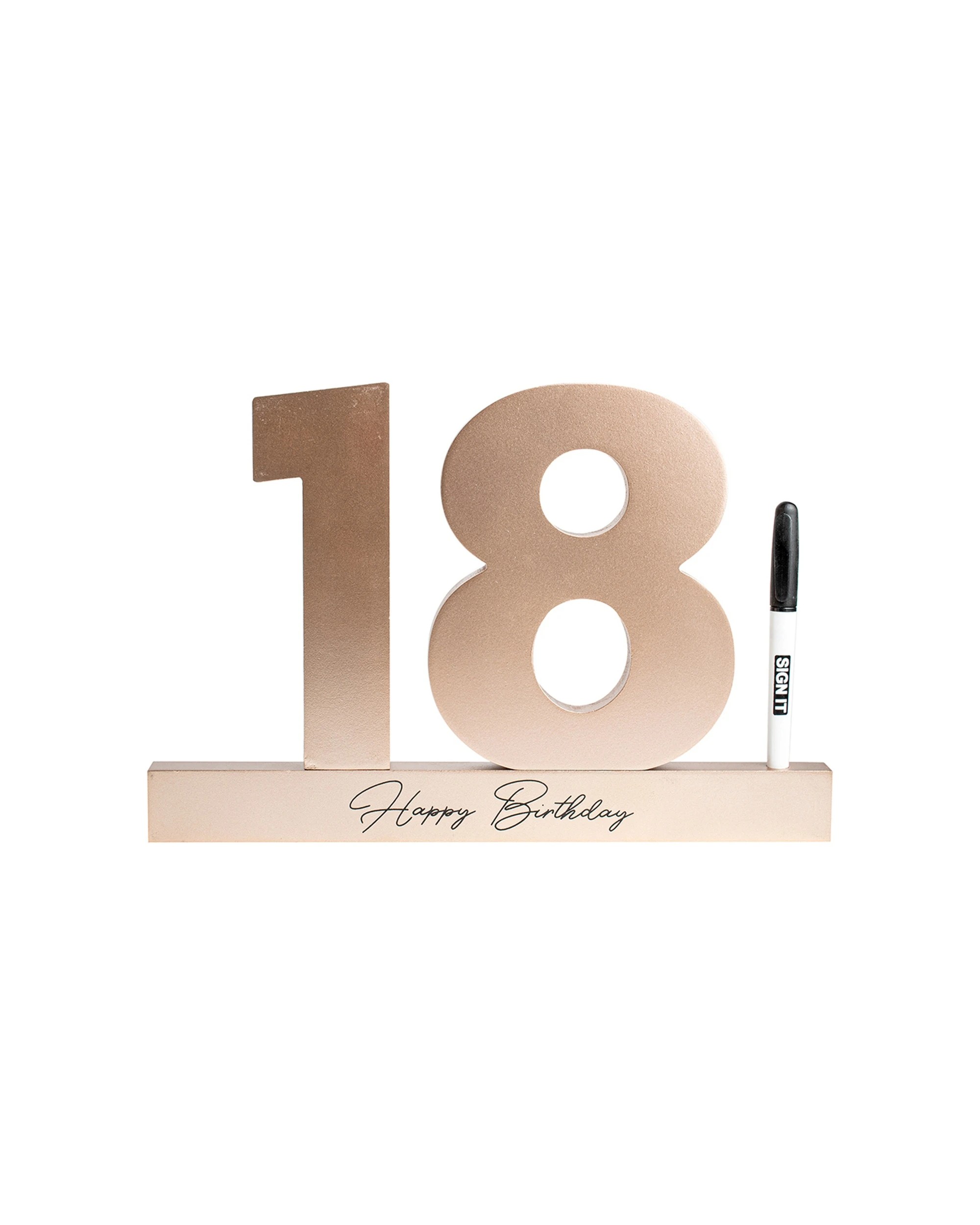 1 18th  Signature Block Novelty Birthday Message Party Statue Set - Gold, 1 of 3