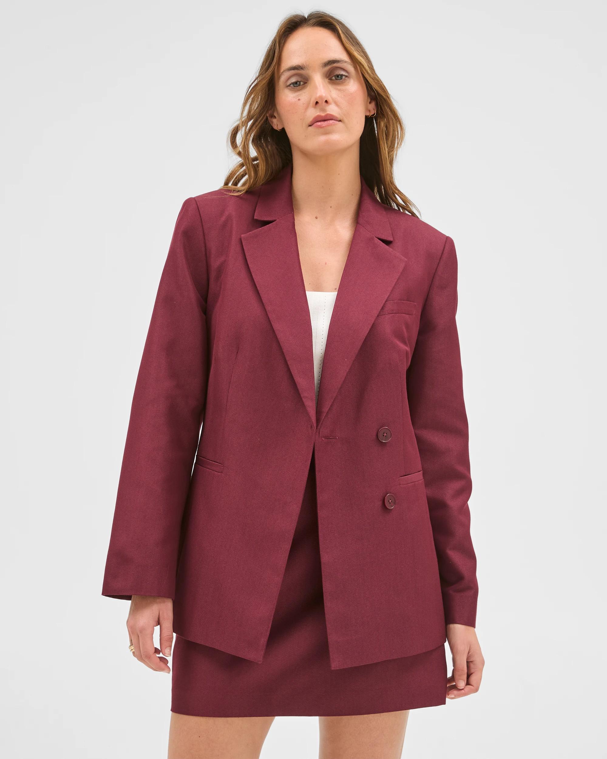 3 Preview Textured Tailored Mini Skirt SANGRIA, 3 of 7