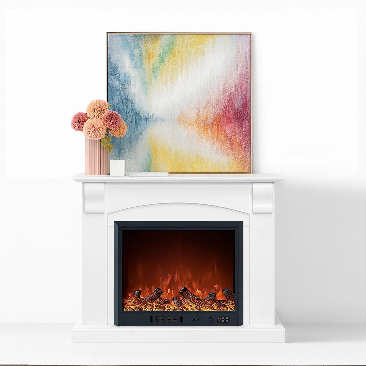 3 Moda Living Ascot Electric Fireplace Heater White Mantel Suite with Orion Insert - White, 3 of 10