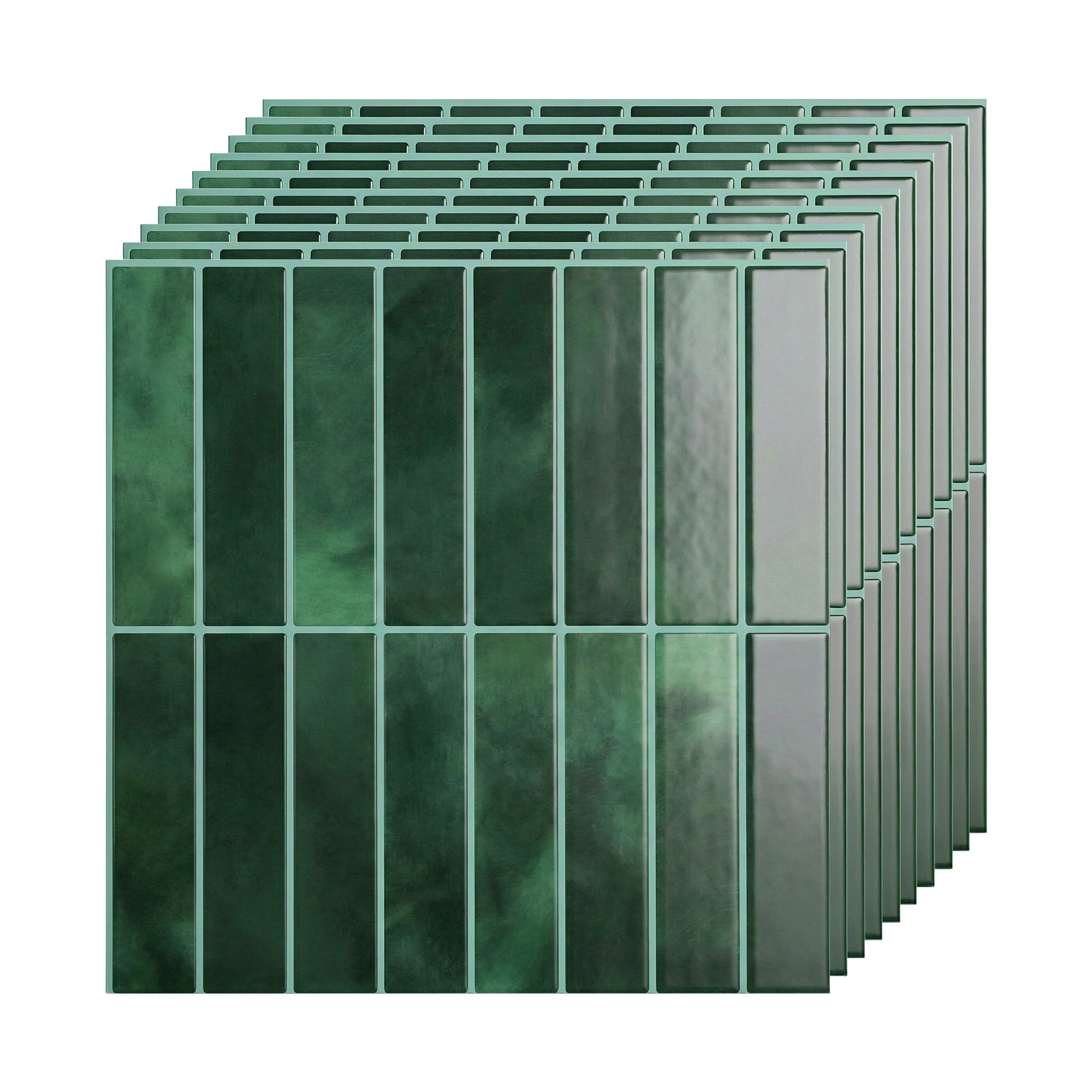 1 Artiss 3D Peel and Stick Wall Tiles Self Adhesive LinearGrid Backsplash 10 Sheets - Green, 1 of 1