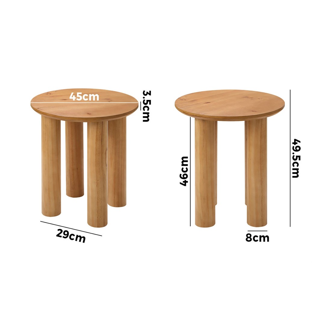 10 Oikiture Coffee Table Side End Tables Sofa Desk Bedside Nightstand Round
 - Natural, 10 of 10