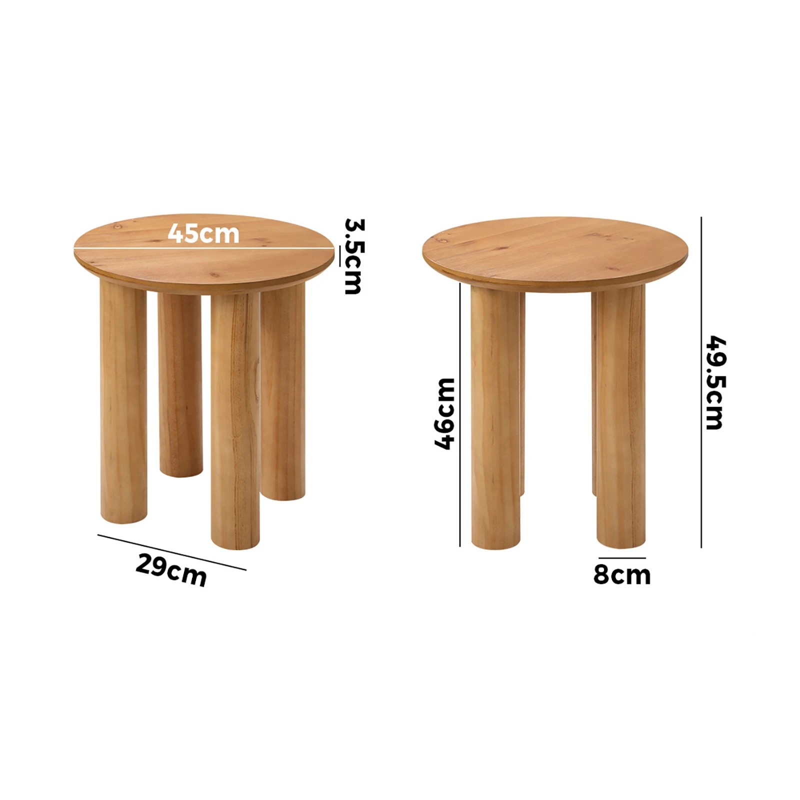 10 Oikiture Coffee Table Side End Tables Sofa Desk Bedside Nightstand Round
 - Natural, 10 of 10