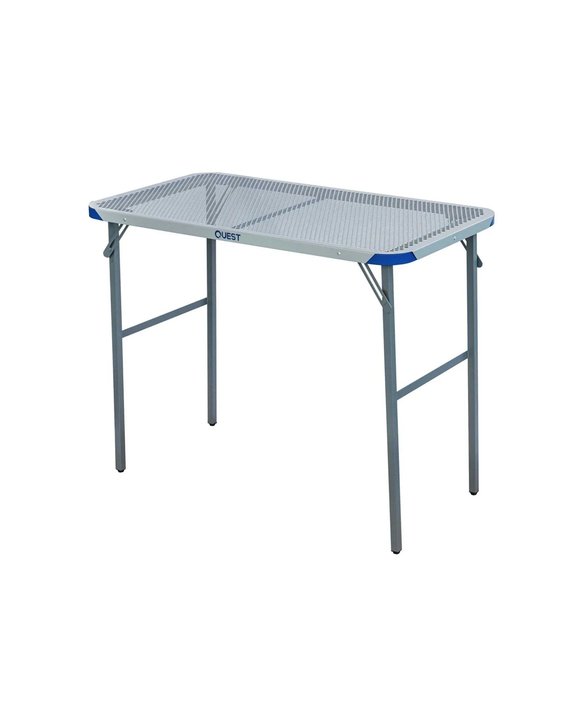 1 Quest Razor Table 90 Steel Foldable Adjustable Feet Camping 50kg Capacity - Silver, 1 of 5