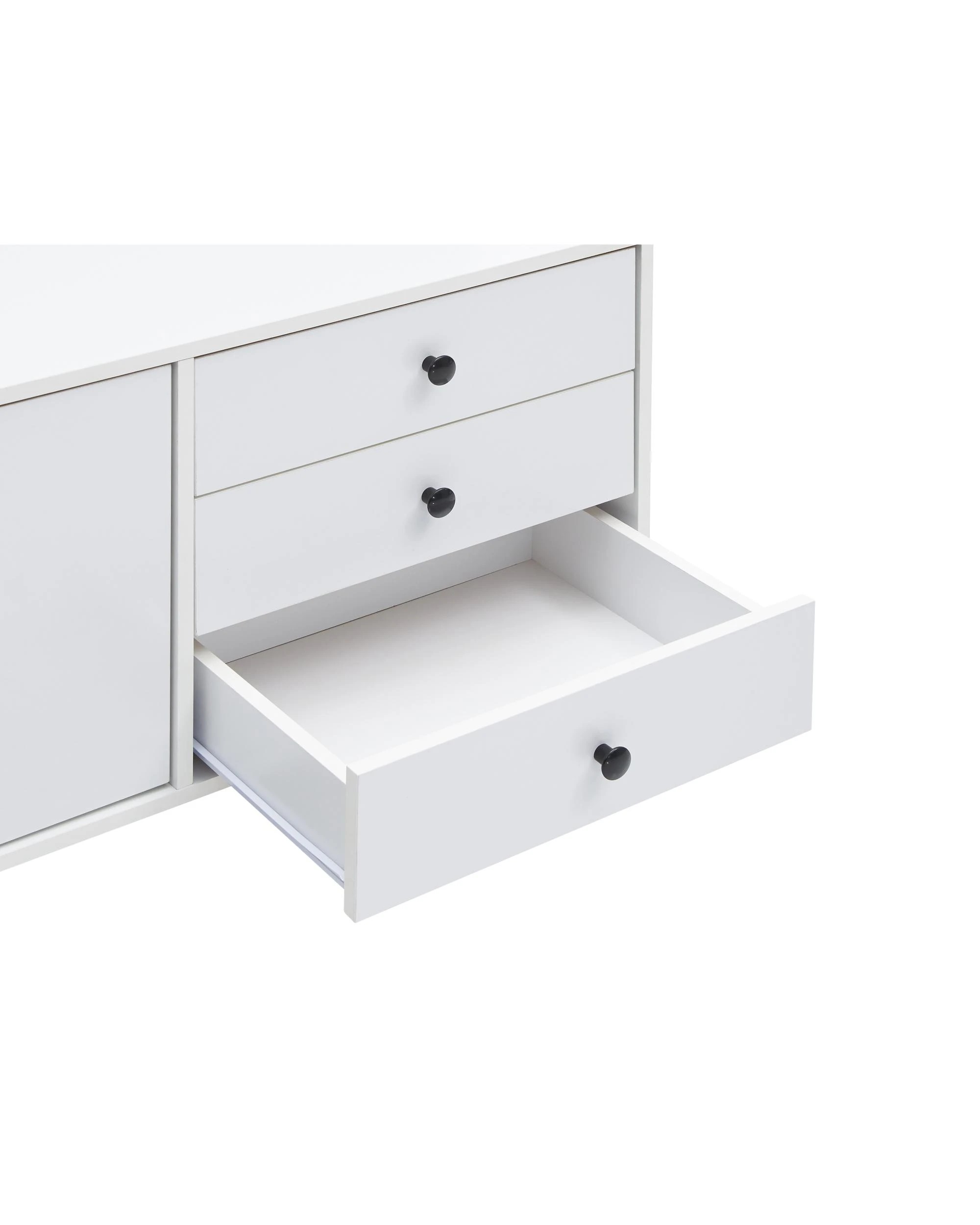 6 Kodu Entertainment Unit TV Unit Modern TV Stand 150cm 2 Doors 3 Drawers - White, 6 of 7