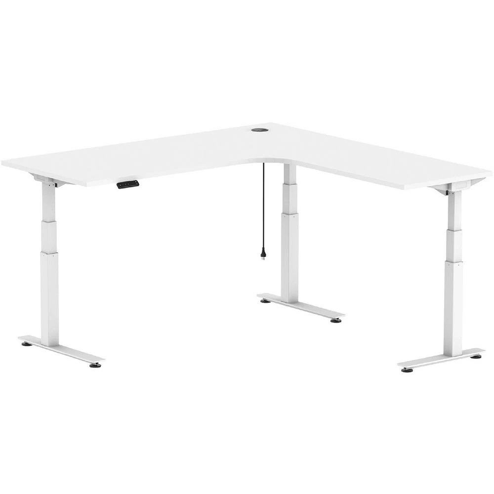 1 Stilford S2 Electric Radius Workstation 1800mm White/White Desks, Tables and Workstations, 1 of 4