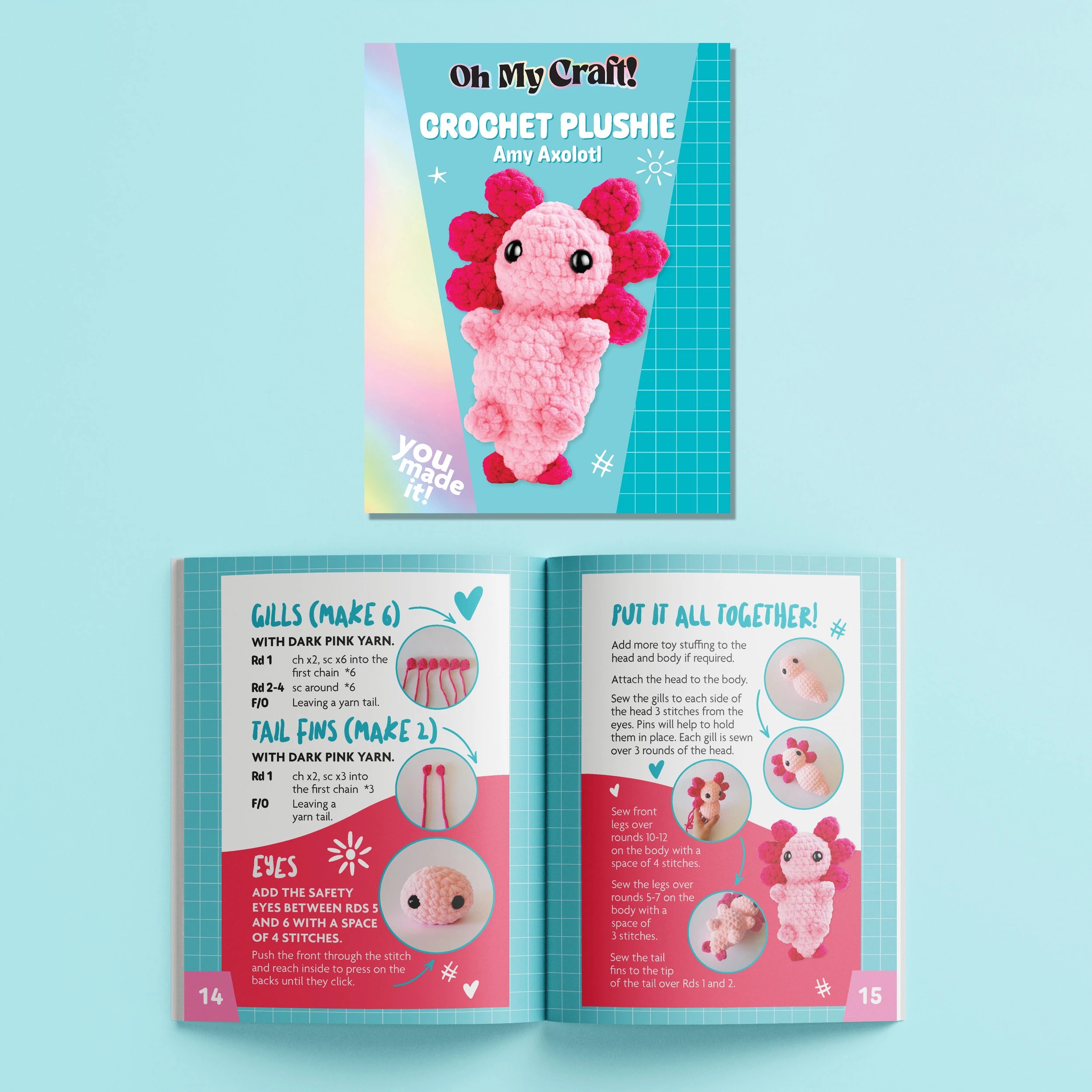 4 Oh My Craft! Midi Crochet Plushie Amy Axolotl, 4 of 5