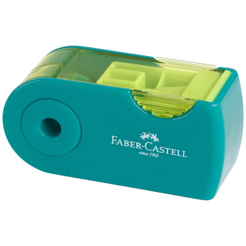 2 Faber-Castell 1 Hole Mini Sharpener with Sleeve Box Turquoise, 2 of 2