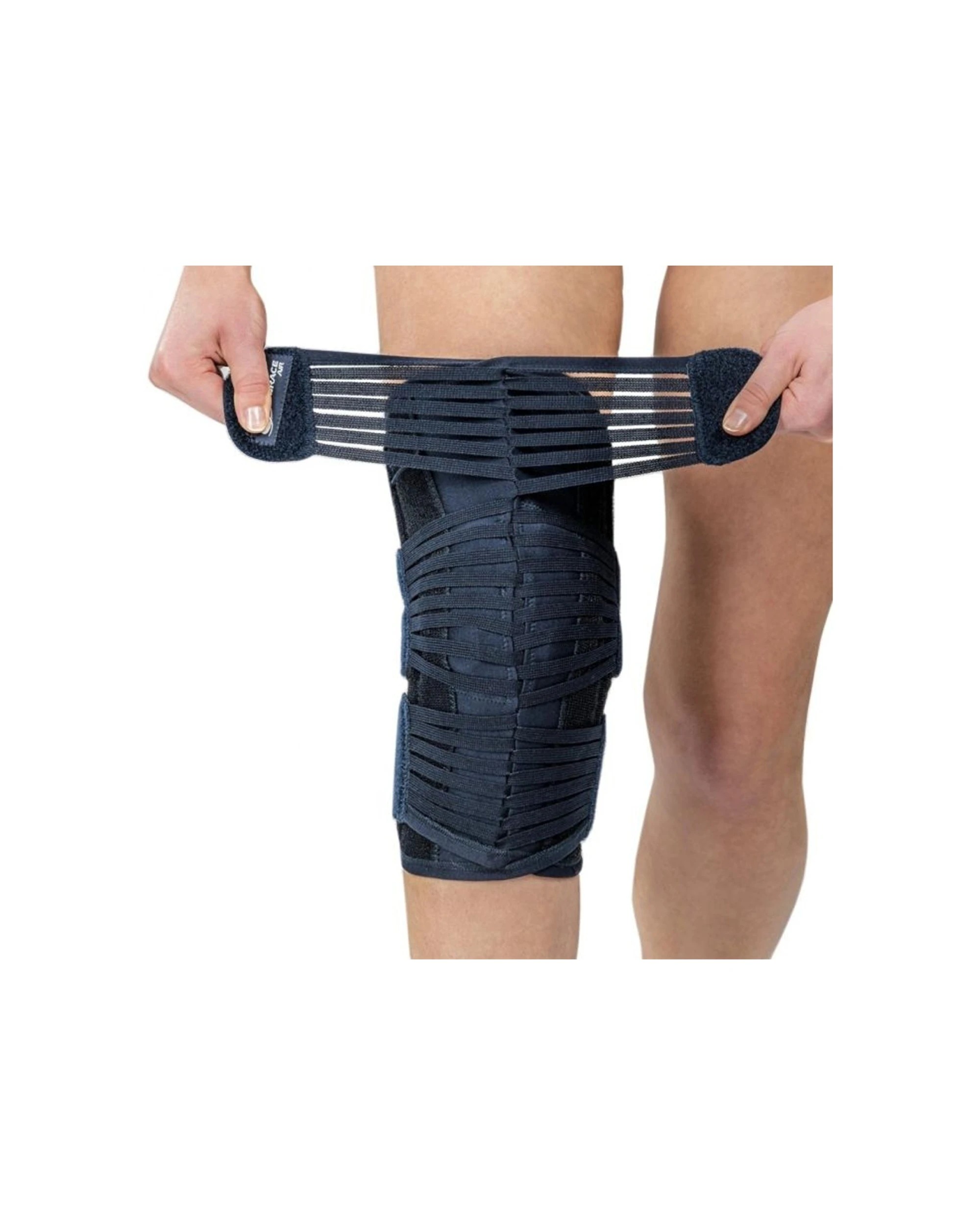 1 M-Brace Laced Hinged Patella Stabiliser Knee Dual Pads Removable Stays 3XL - Black - Black, 1 of 1